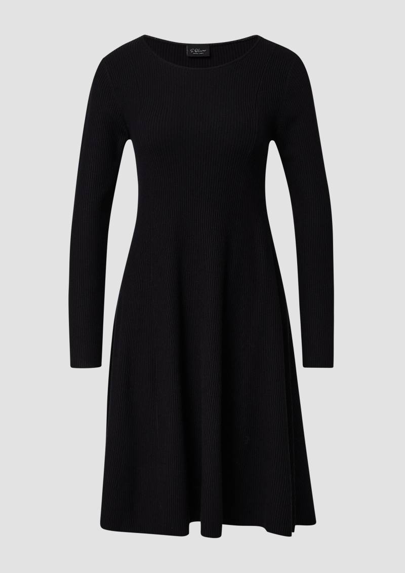 s.Oliver - Ausgestelltes Feinstrick-Kleid mit Rippstruktur, Damen, schwarz von s.Oliver