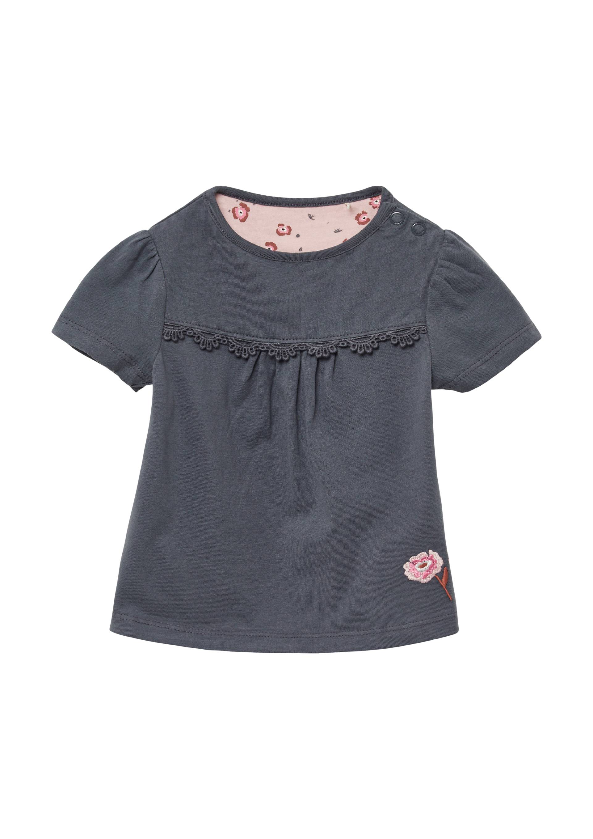 s.Oliver - Ausgestelltes Jersey-T-Shirt mit Stickerei und Spitzendetails, Babys, grau von s.Oliver