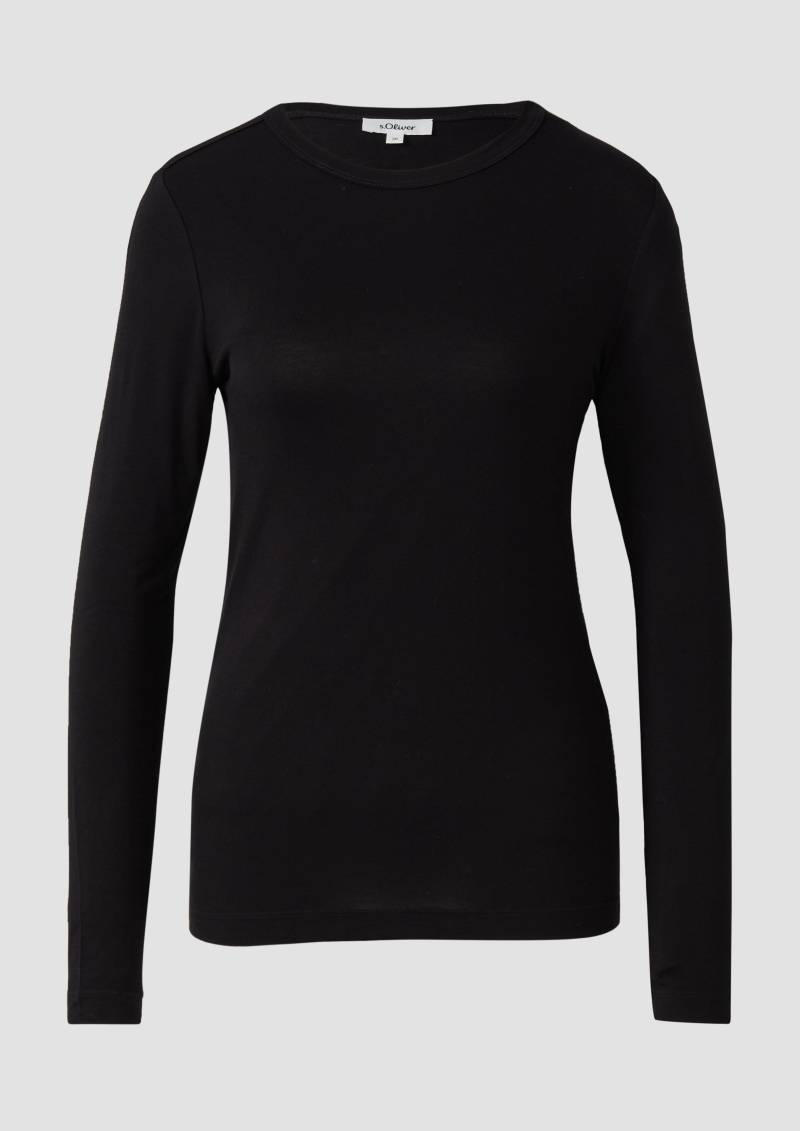 s.Oliver - Leichtes Longsleeve im Slim Fit, Damen, schwarz von s.Oliver