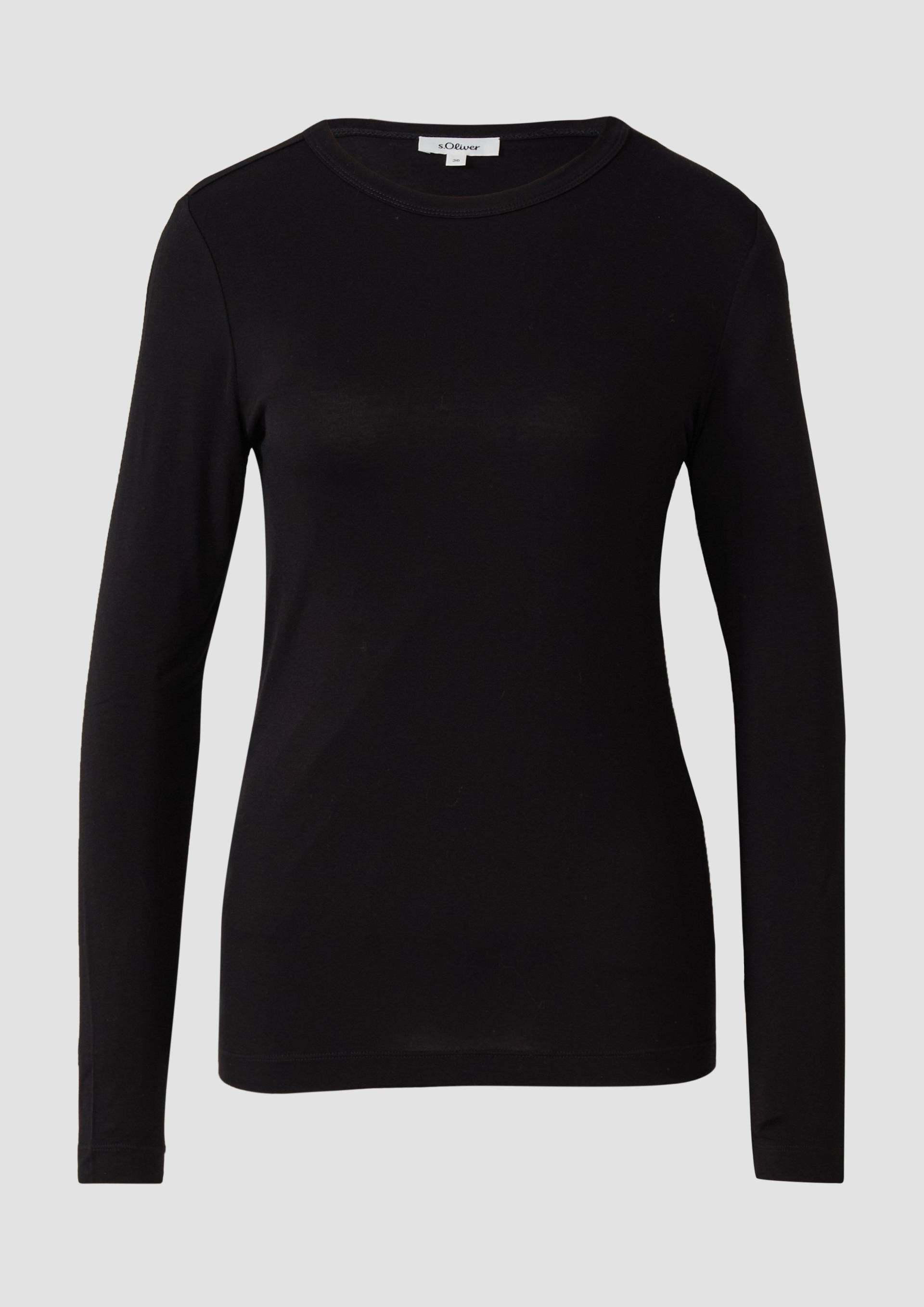 s.Oliver - Leichtes Longsleeve im Slim Fit, Damen, schwarz von s.Oliver