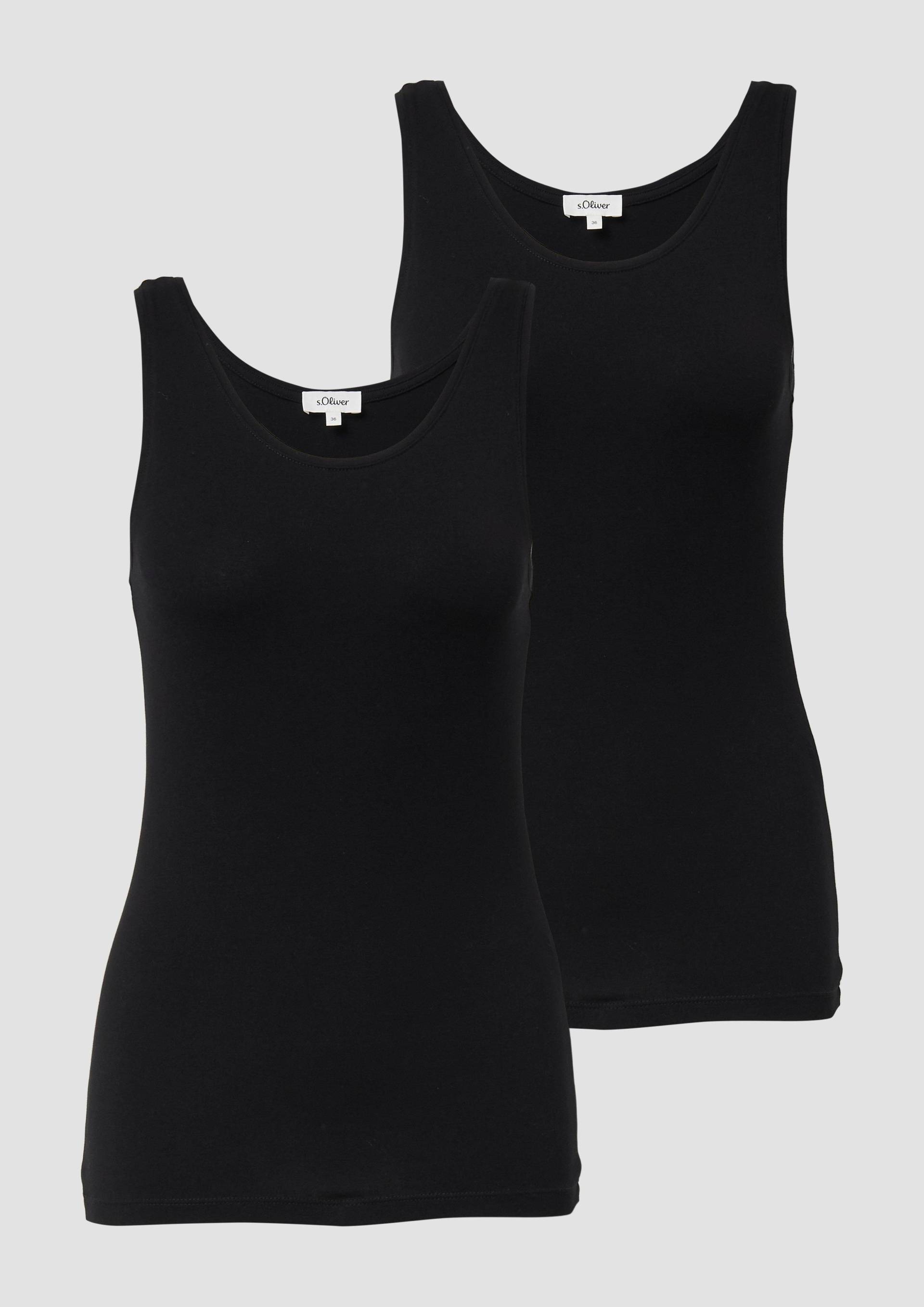 s.Oliver - Basic Top aus Jersey im 2er-Pack, Damen, schwarz von s.Oliver