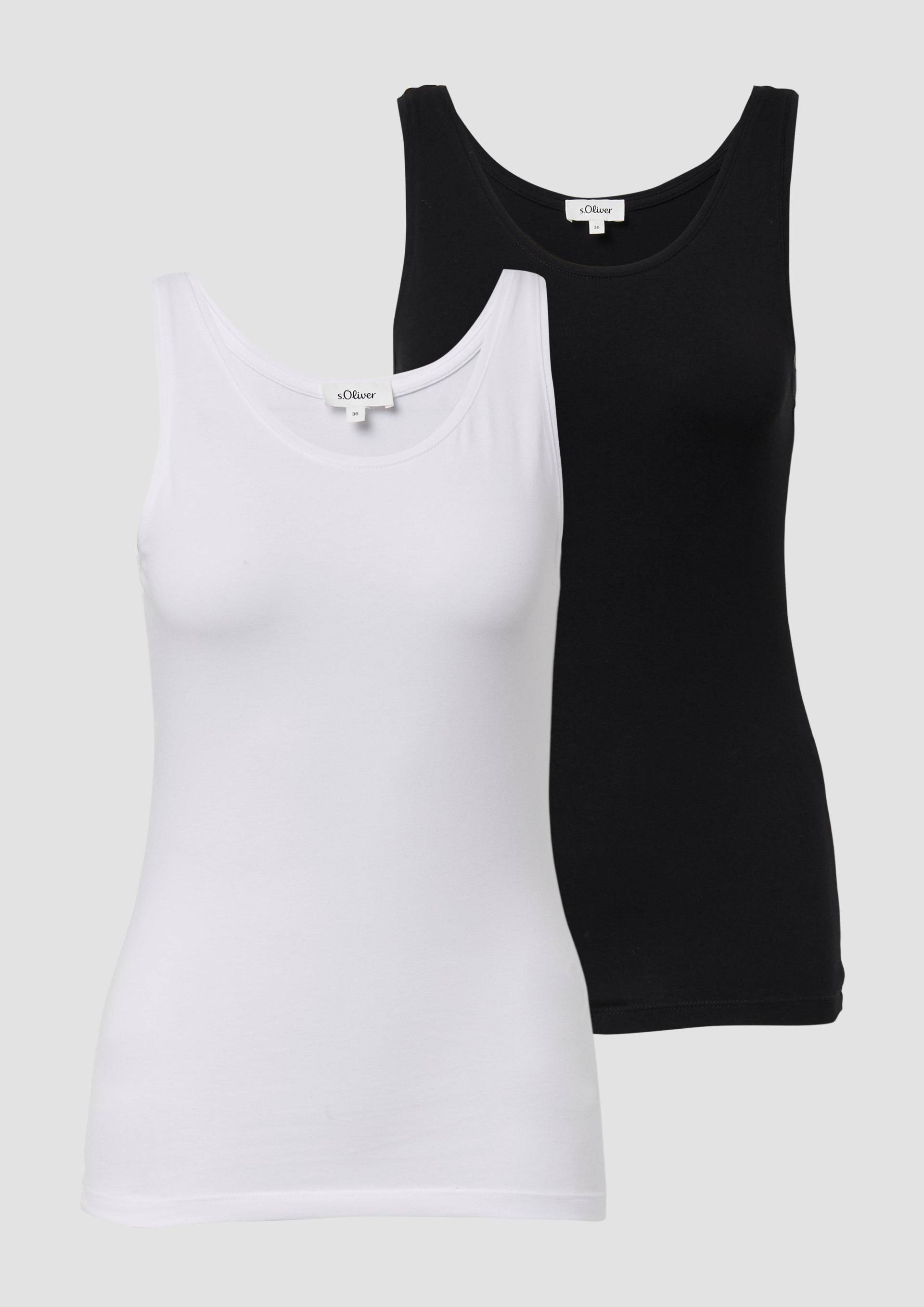 s.Oliver - Basic Top aus Jersey im 2er-Pack, Damen, weiß|schwarz von s.Oliver