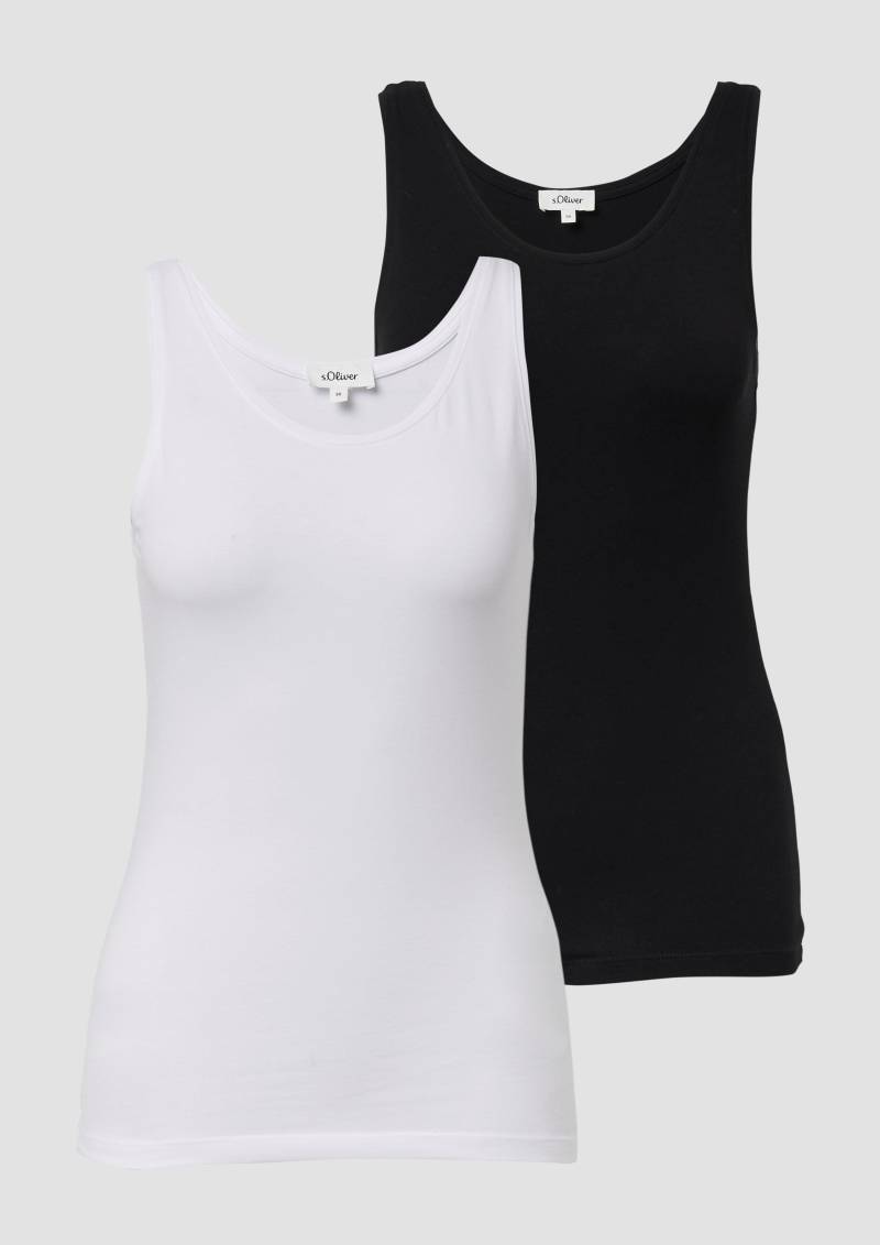 s.Oliver - Basic Top aus Jersey im 2er-Pack, Damen, weiß|schwarz von s.Oliver