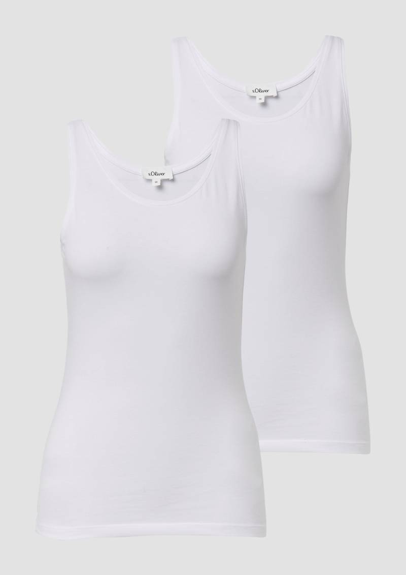 s.Oliver - Basic Top aus Jersey im 2er-Pack, Damen, weiß von s.Oliver
