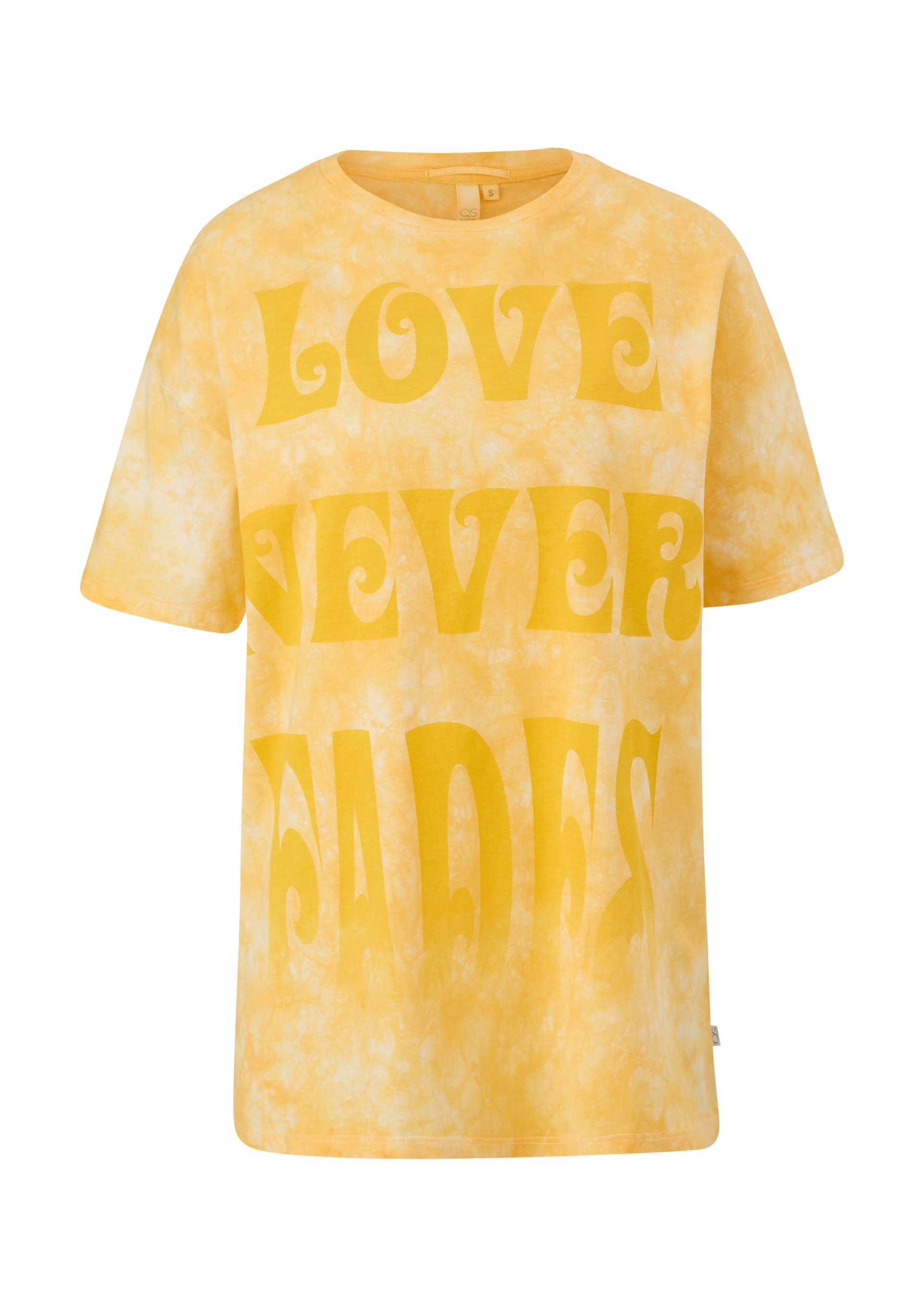 QS - Batikshirt mit Statement-Print, Damen, creme|gelb von QS