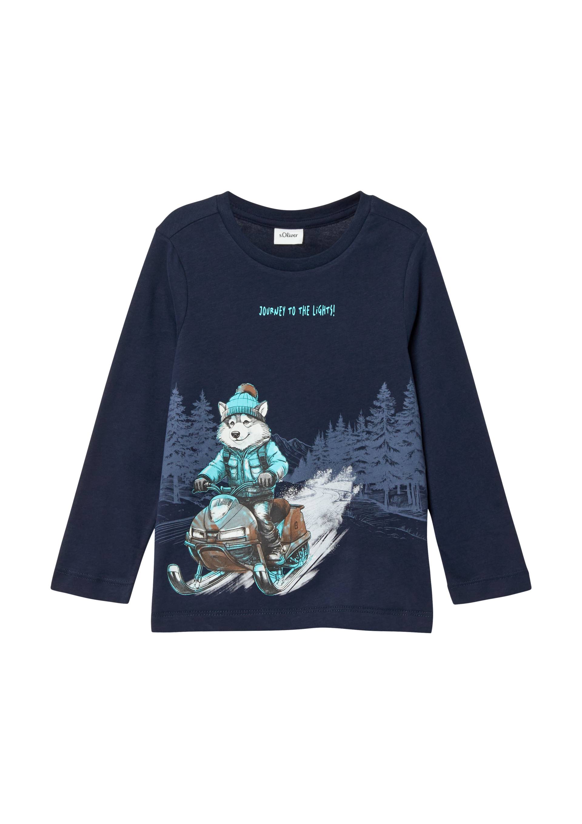 s.Oliver - Baumwoll-Longsleeve mit Frontprint, Kinder, blau von s.Oliver