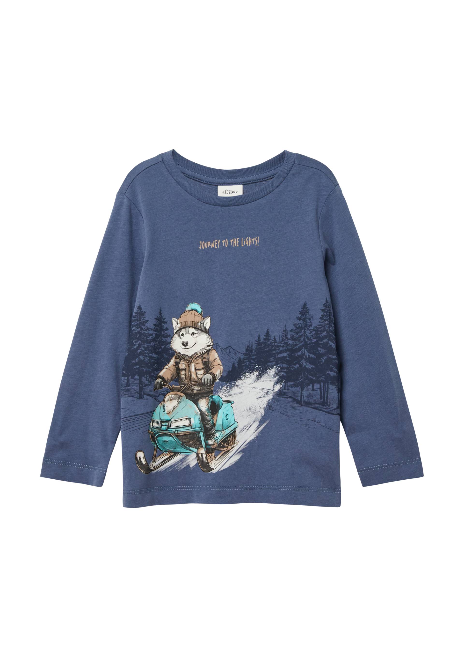 s.Oliver - Baumwoll-Longsleeve mit Frontprint, Kinder, blau von s.Oliver