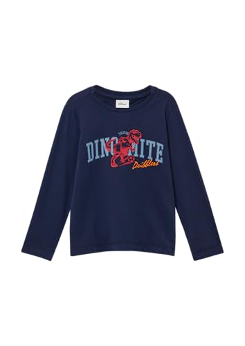 s.Oliver Baumwoll-Longsleeve mit Frontprint tiefblau 140 von s.Oliver