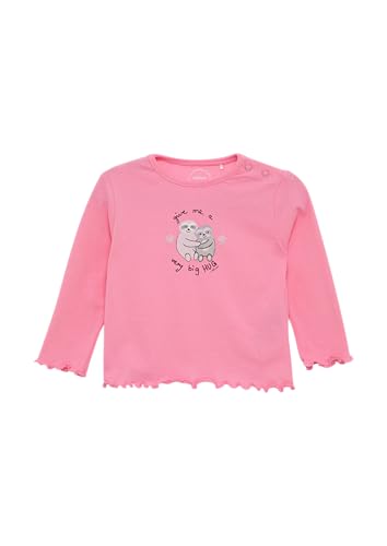 s.Oliver Baumwoll-Longsleeve mit Frontprint und Rollsaum pink 74 von s.Oliver
