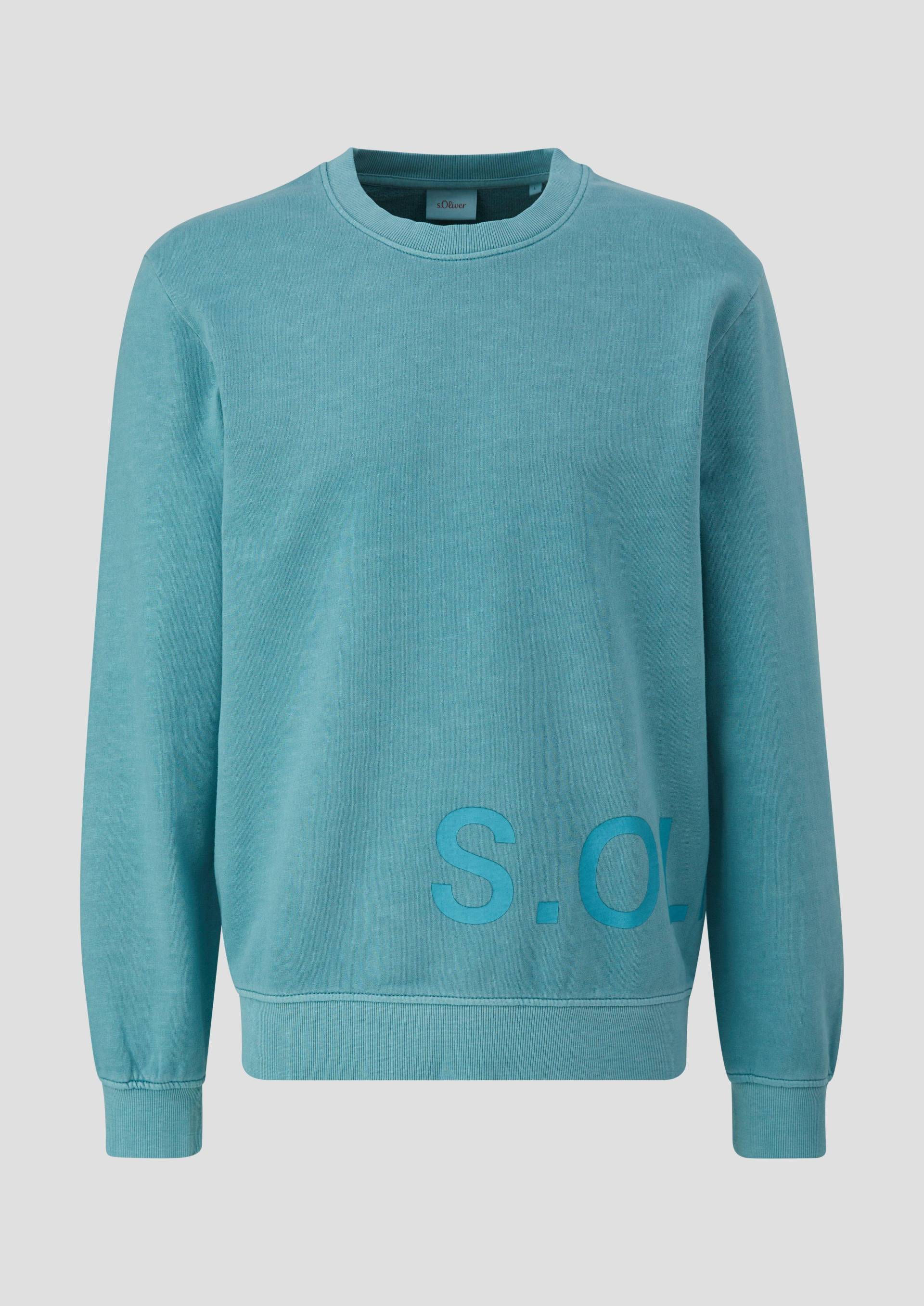 s.Oliver - Baumwoll-Sweatshirt mit Logo-Print, Herren, türkis von s.Oliver