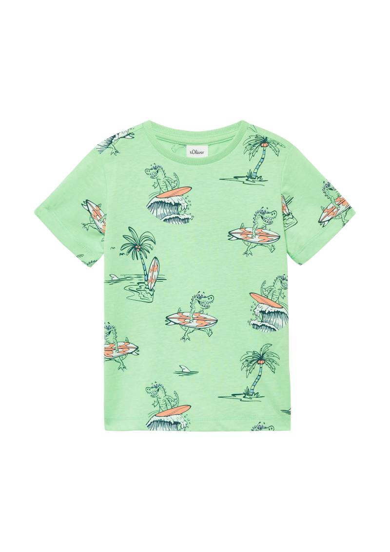 s.Oliver - Baumwoll-T-Shirt mit All-over-Print, Kinder, grün von s.Oliver