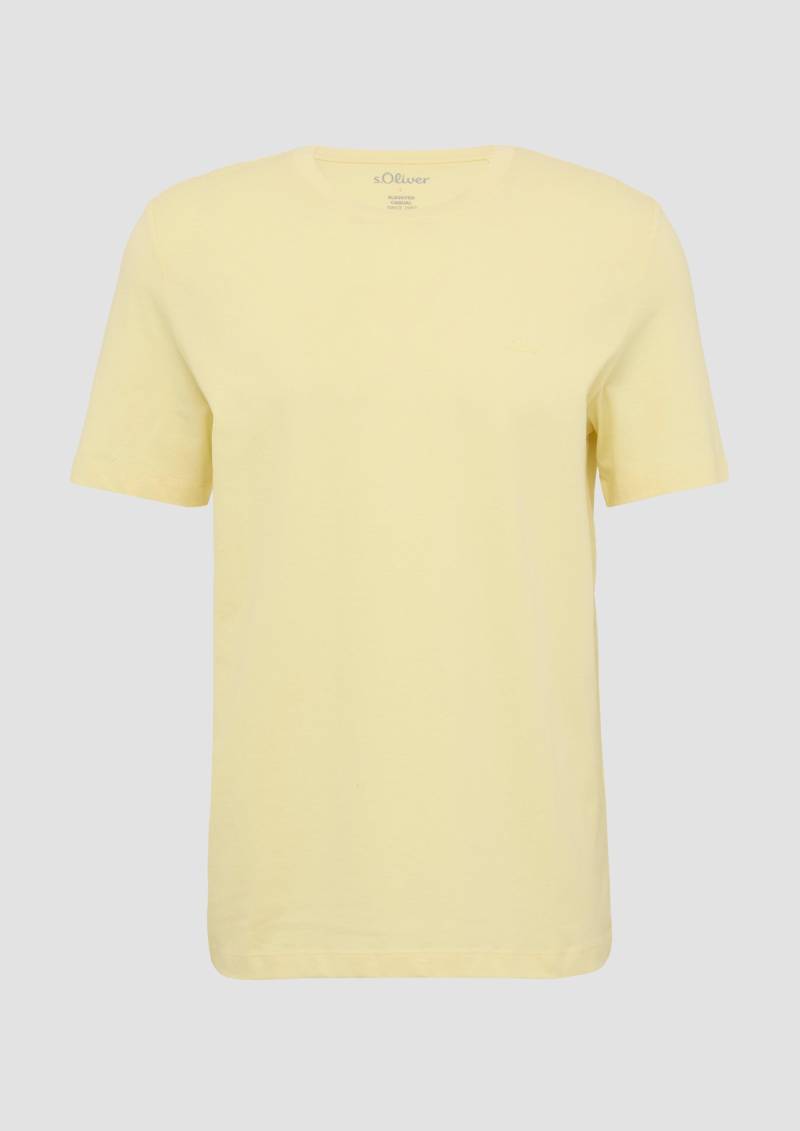 s.Oliver - Baumwoll-T-Shirt mit Crew Neck und Logo, Herren, gelb von s.Oliver
