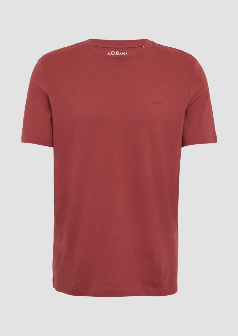 s.Oliver - Baumwoll-T-Shirt mit Crew Neck und Logo, Herren, rot von s.Oliver