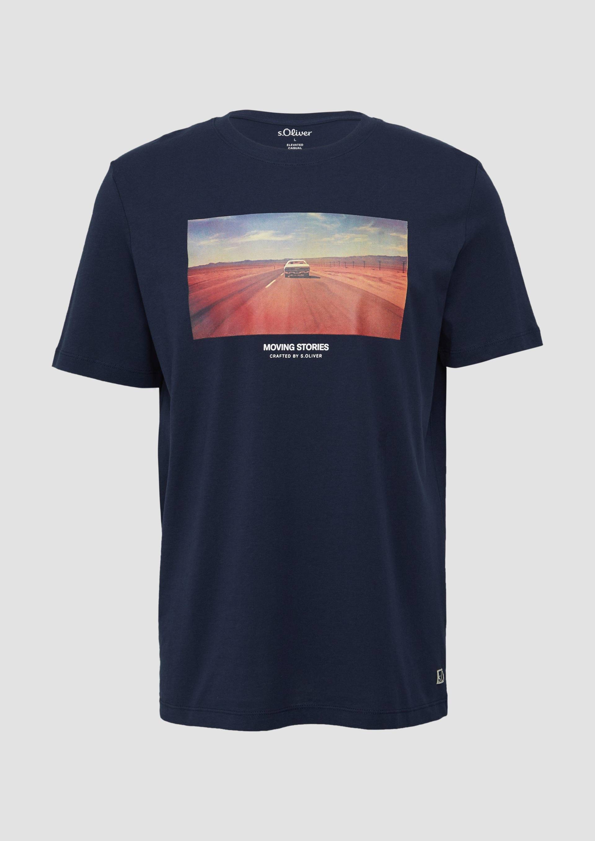 s.Oliver - Baumwoll-T-Shirt mit Fotoprint, Herren, blau von s.Oliver
