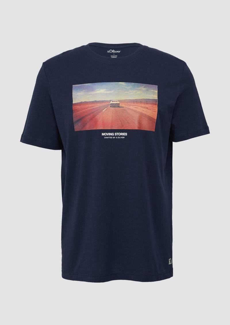 s.Oliver - Baumwoll-T-Shirt mit Fotoprint, Herren, blau von s.Oliver
