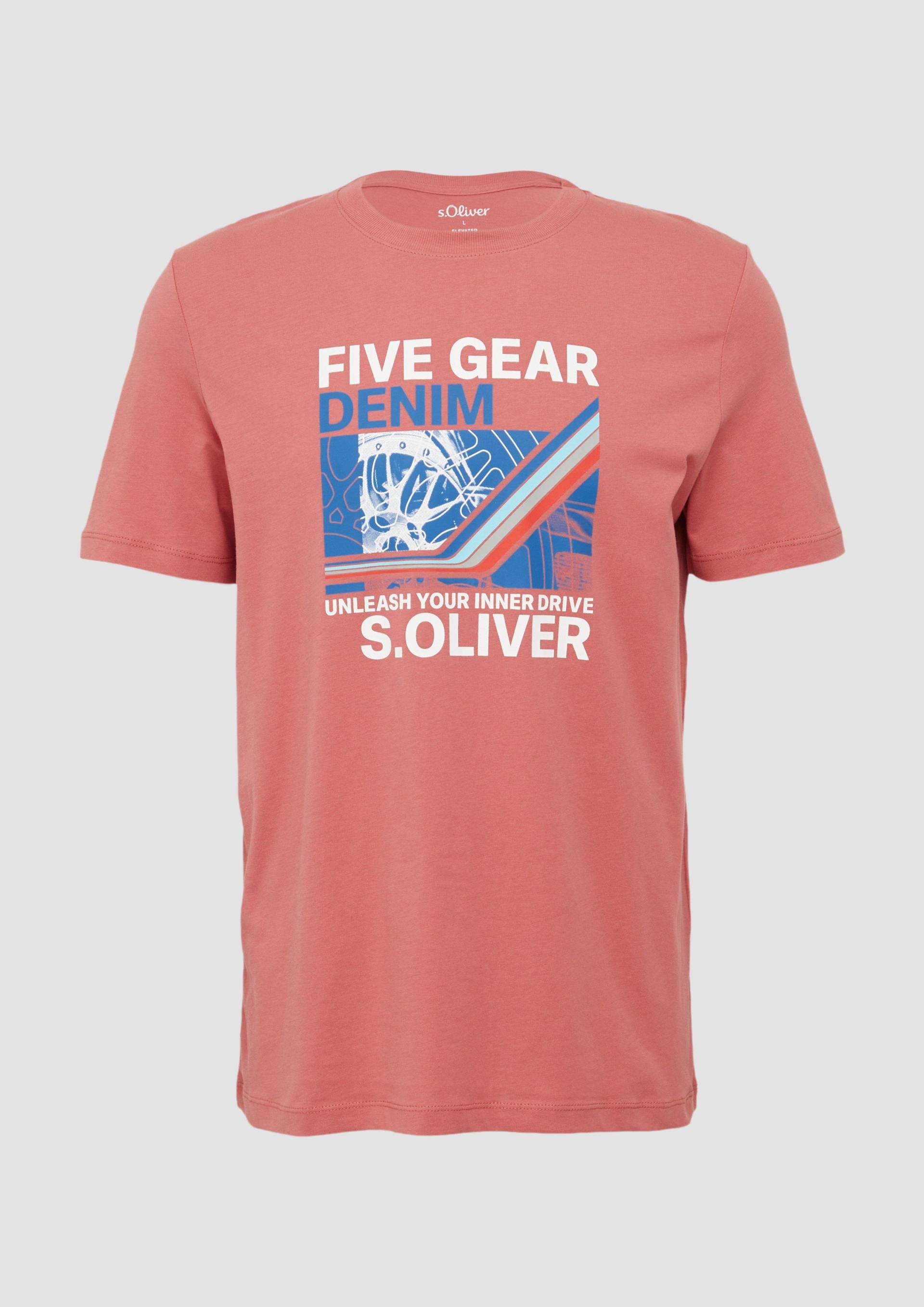 s.Oliver - Baumwoll-T-Shirt mit Frontprint, Herren, rot von s.Oliver