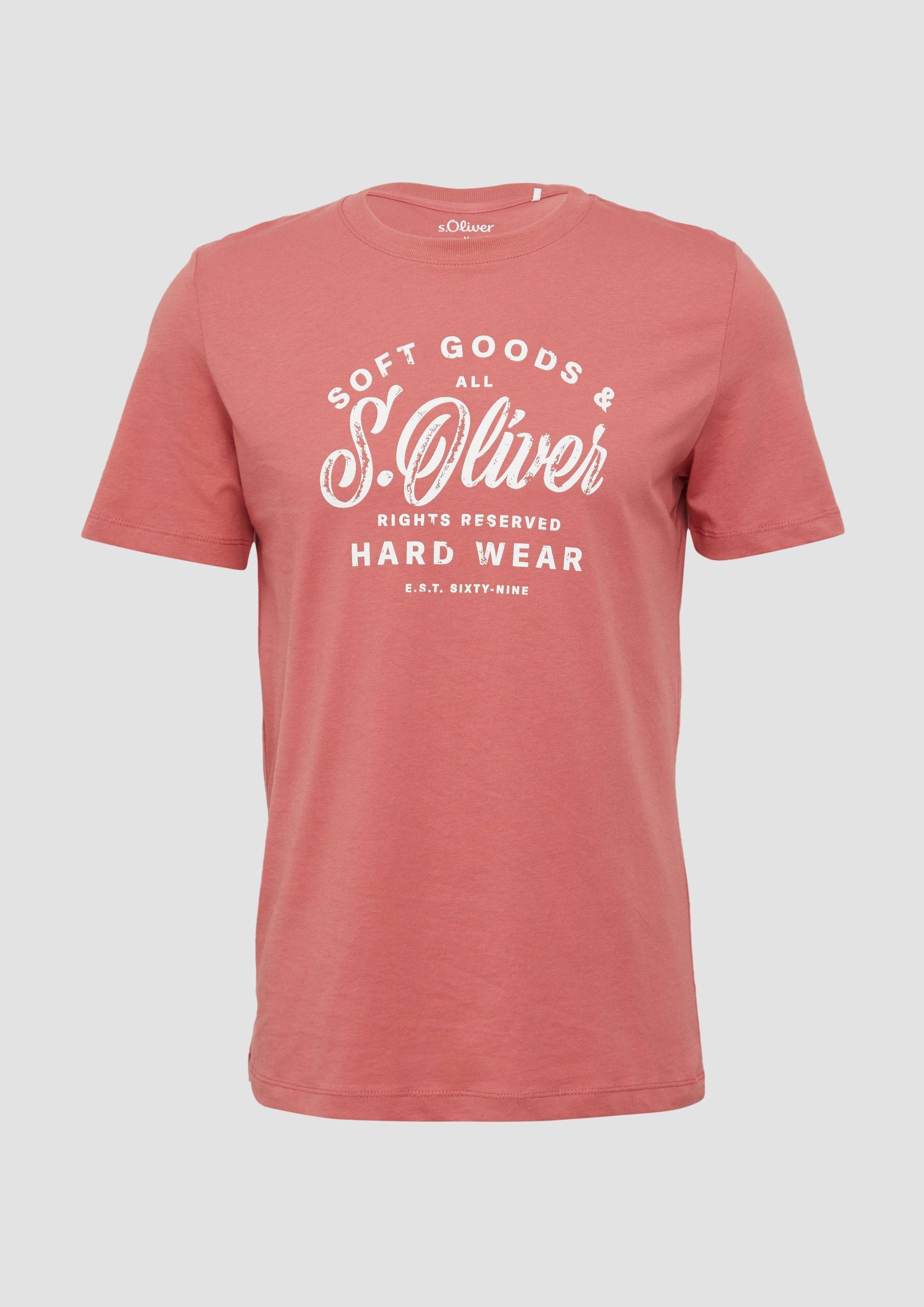 s.Oliver - Baumwoll-T-Shirt mit Frontprint, Herren, rot von s.Oliver