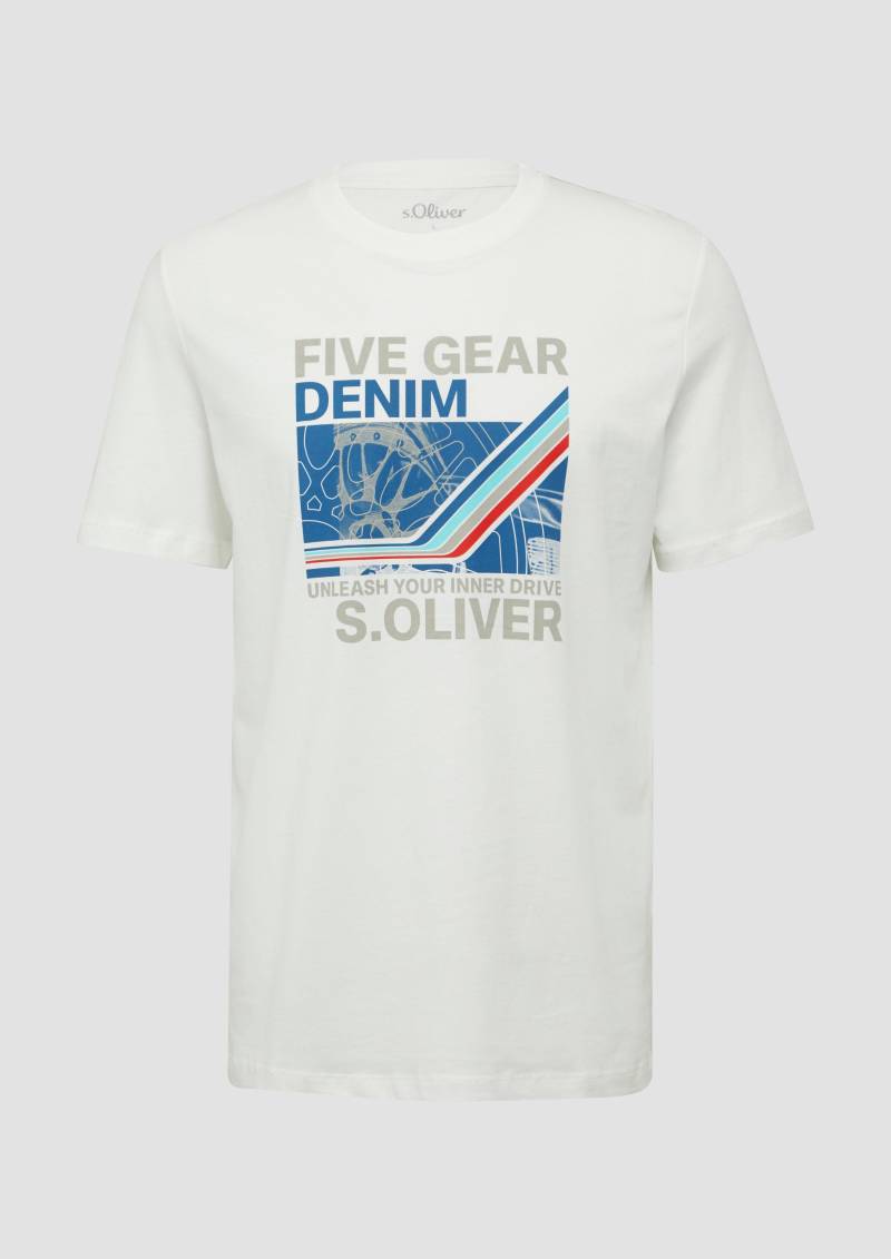 s.Oliver - Baumwoll-T-Shirt mit Frontprint, Herren, weiß von s.Oliver