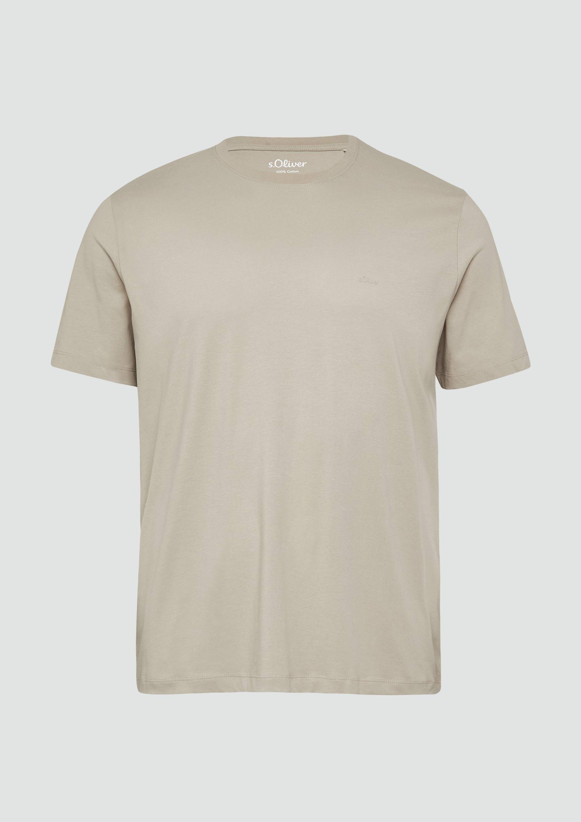 s.Oliver - Baumwoll-T-Shirt mit Logo-Print, Herren, Beige von s.Oliver