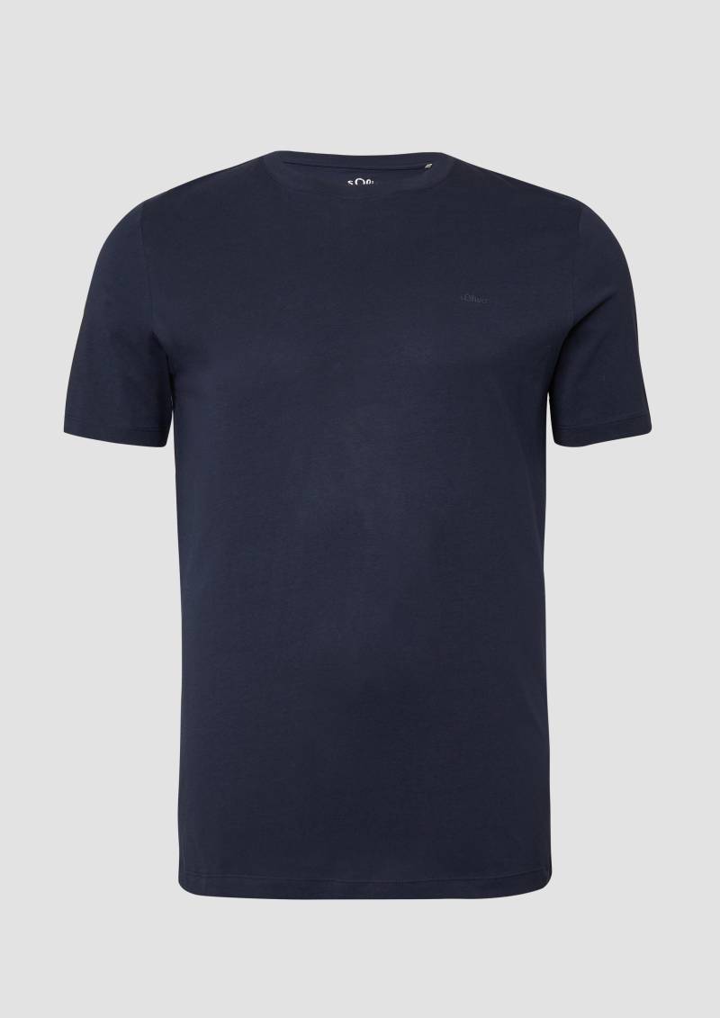 s.Oliver - Baumwoll-T-Shirt mit Logo-Print, Herren, blau von s.Oliver