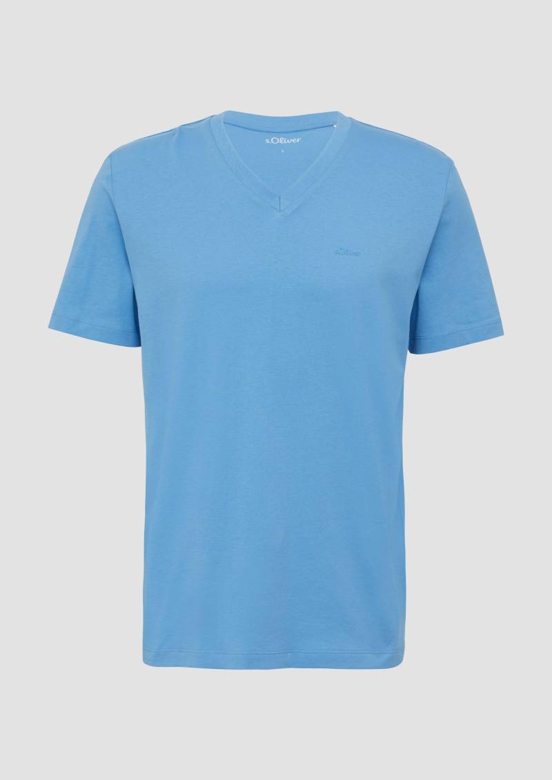 s.Oliver - Baumwoll-T-Shirt mit Logo-Print, Herren, blau von s.Oliver