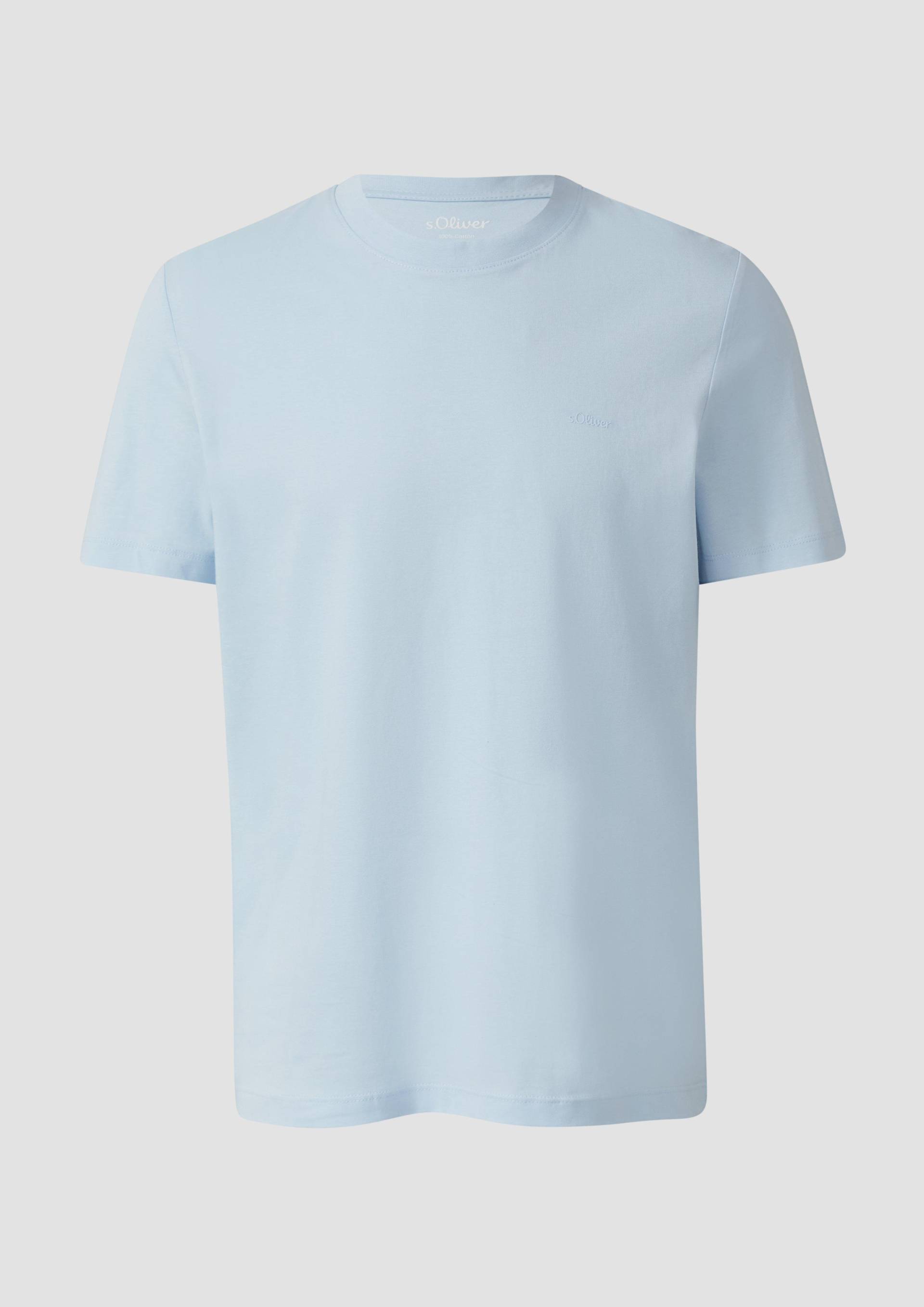 s.Oliver - Baumwoll-T-Shirt mit Logo-Print, Herren, blau von s.Oliver