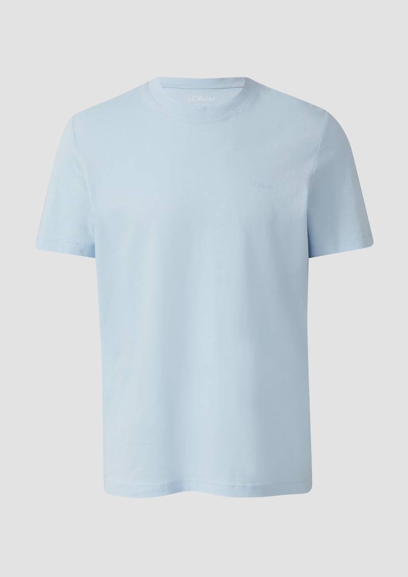 s.Oliver - Baumwoll-T-Shirt mit Logo-Print, Herren, blau von s.Oliver
