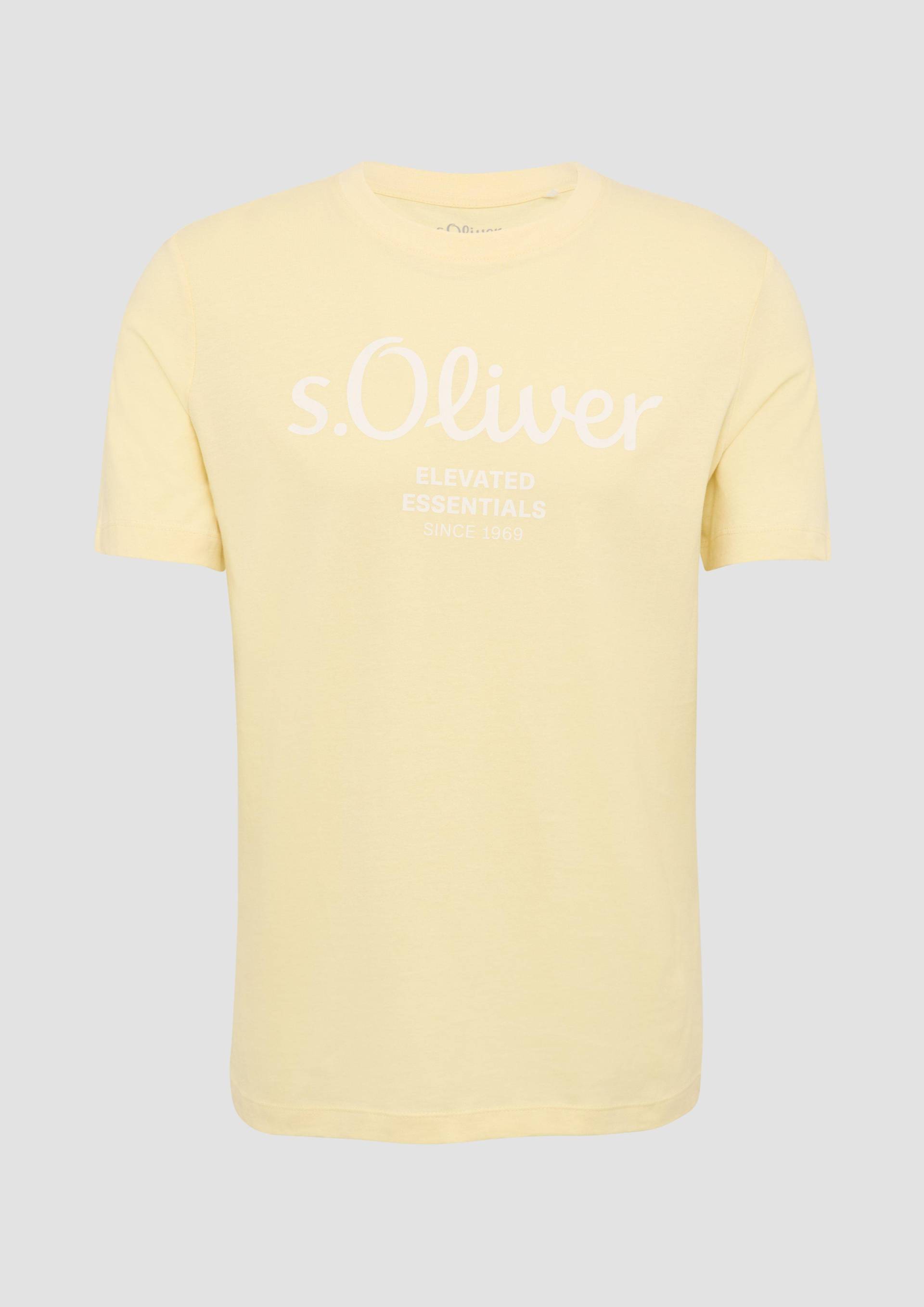 s.Oliver - Baumwoll-T-Shirt mit Logo-Print, Herren, gelb von s.Oliver