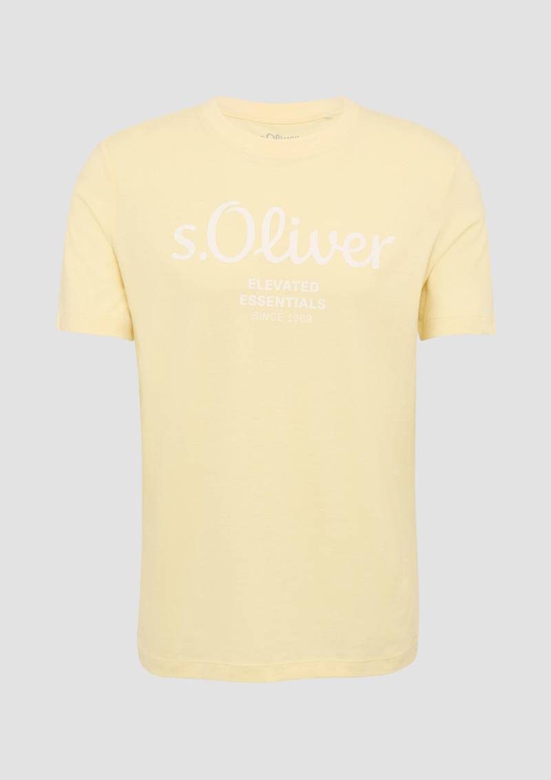 s.Oliver - Baumwoll-T-Shirt mit Logo-Print, Herren, gelb von s.Oliver