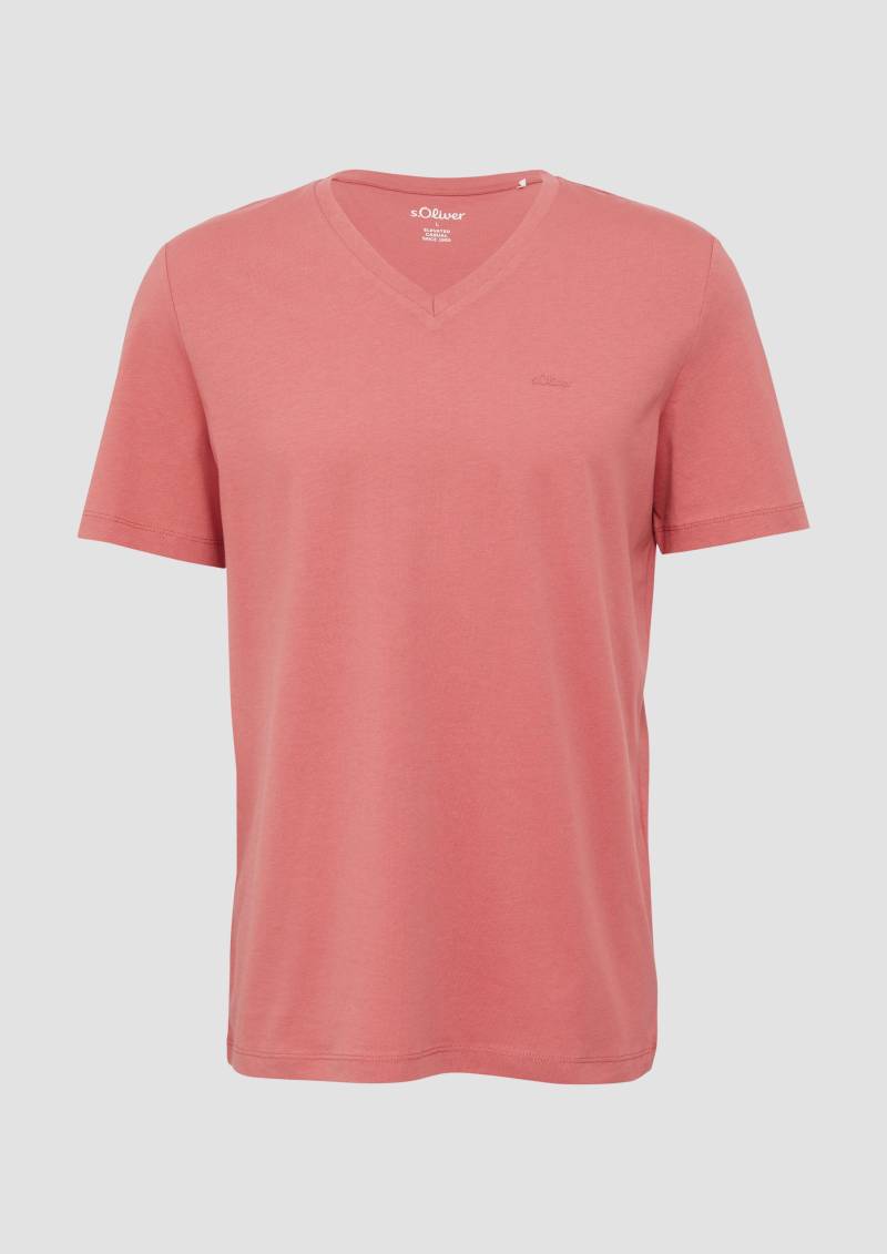 s.Oliver - Baumwoll-T-Shirt mit Logo-Print, Herren, rot von s.Oliver