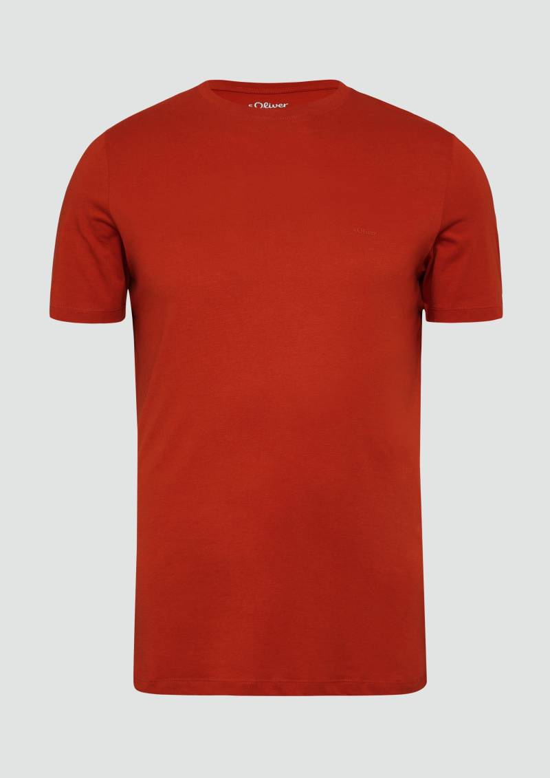 s.Oliver - Baumwoll-T-Shirt mit Logo-Print, Herren, rot von s.Oliver