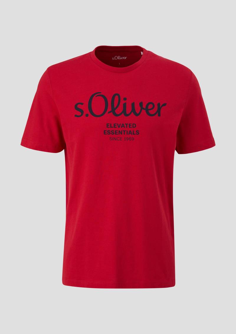 s.Oliver - Baumwoll-T-Shirt mit Logo-Print, Herren, rot von s.Oliver