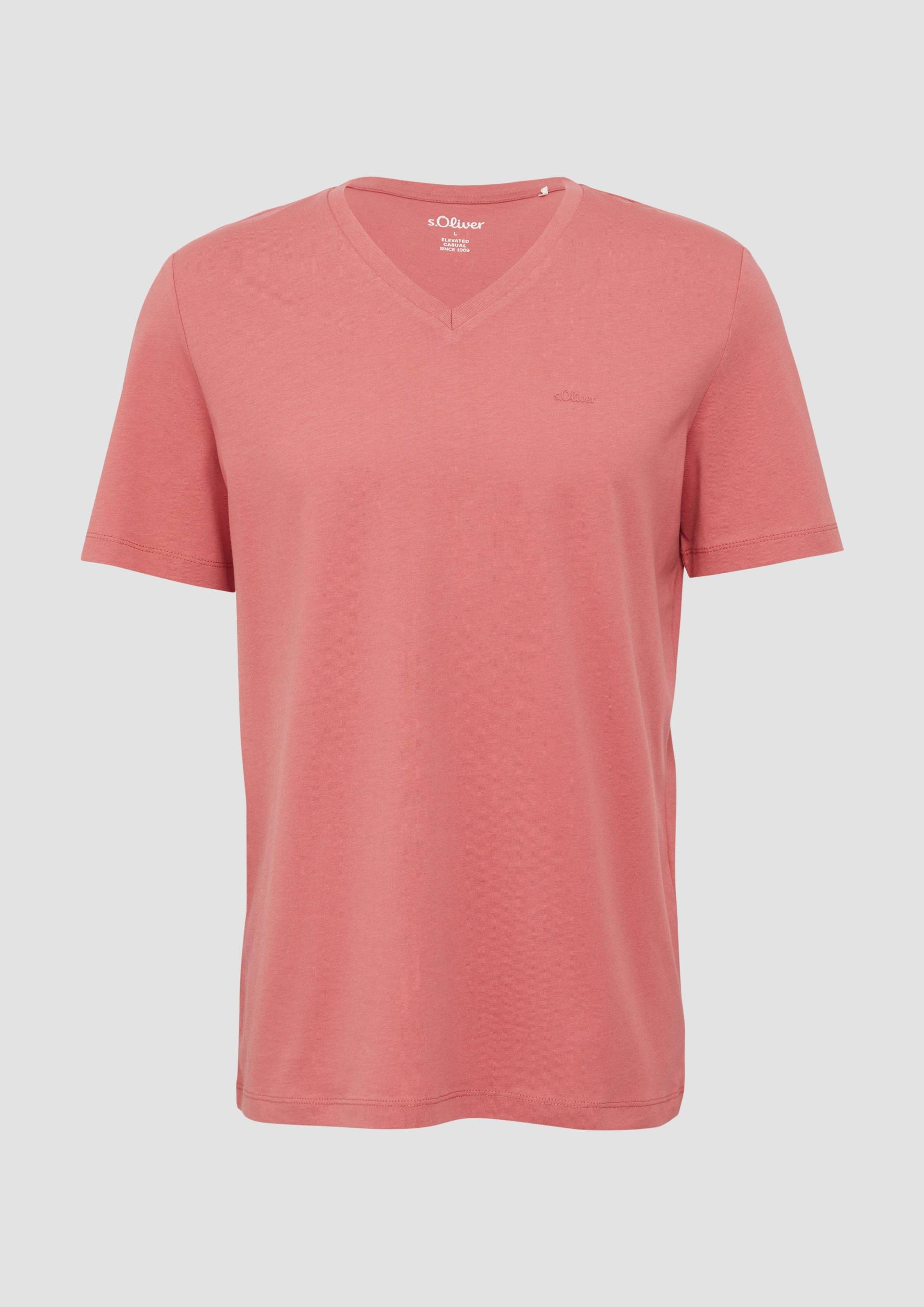 s.Oliver - Baumwoll-T-Shirt mit Logo-Print, Herren, rot von s.Oliver