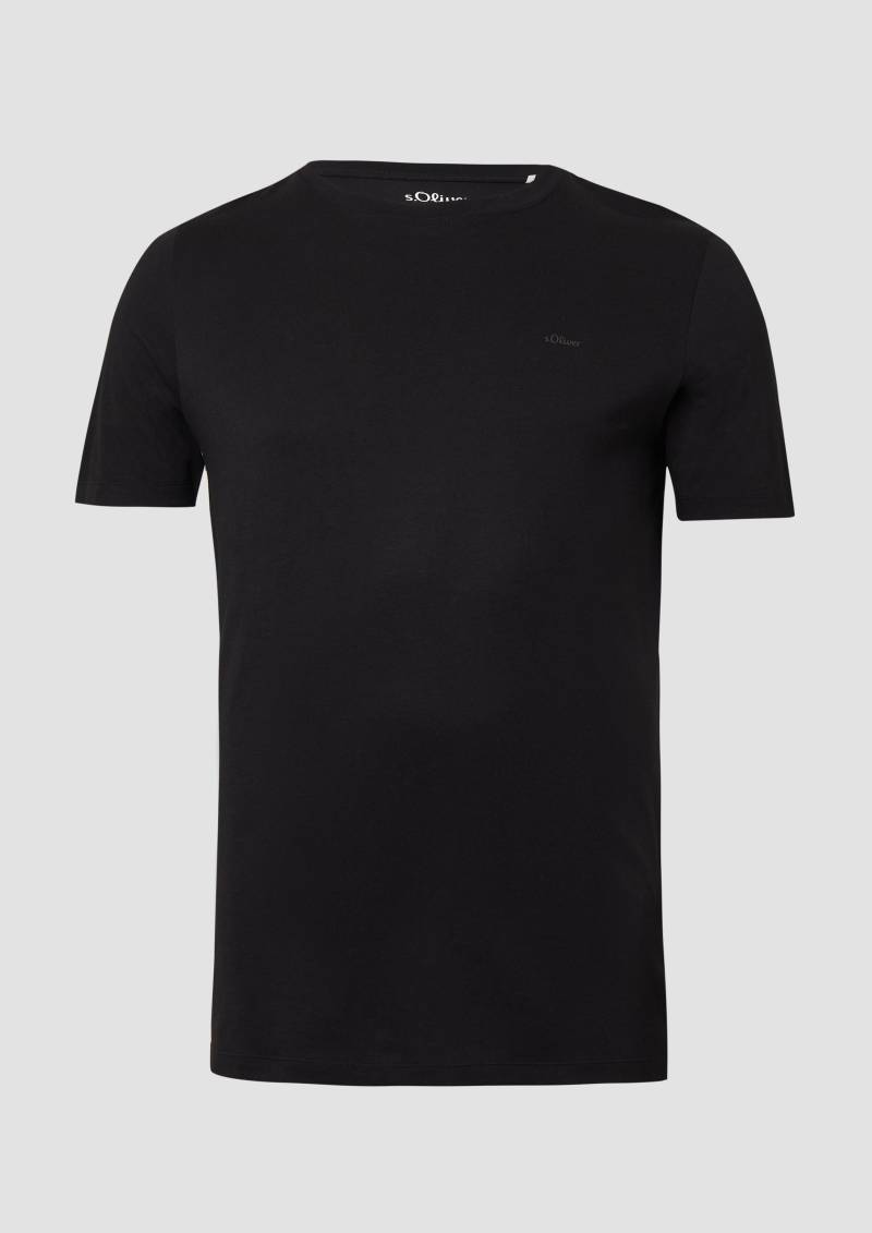 s.Oliver - Baumwoll-T-Shirt mit Logo-Print, Herren, schwarz von s.Oliver