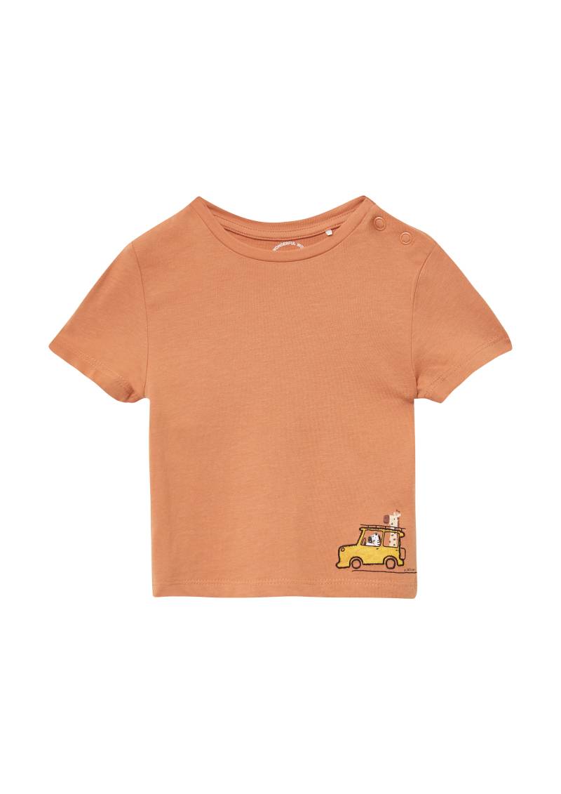 s.Oliver - Baumwoll-T-Shirt mit Print und Stickerei, Babys, Orange von s.Oliver