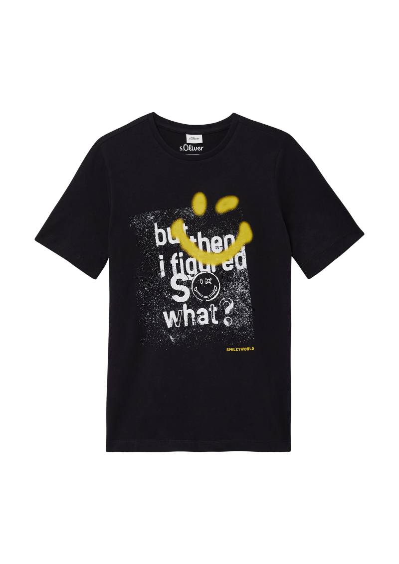 s.Oliver - Baumwoll-T-Shirt mit Smiley®-Print, Jungen, schwarz von s.Oliver
