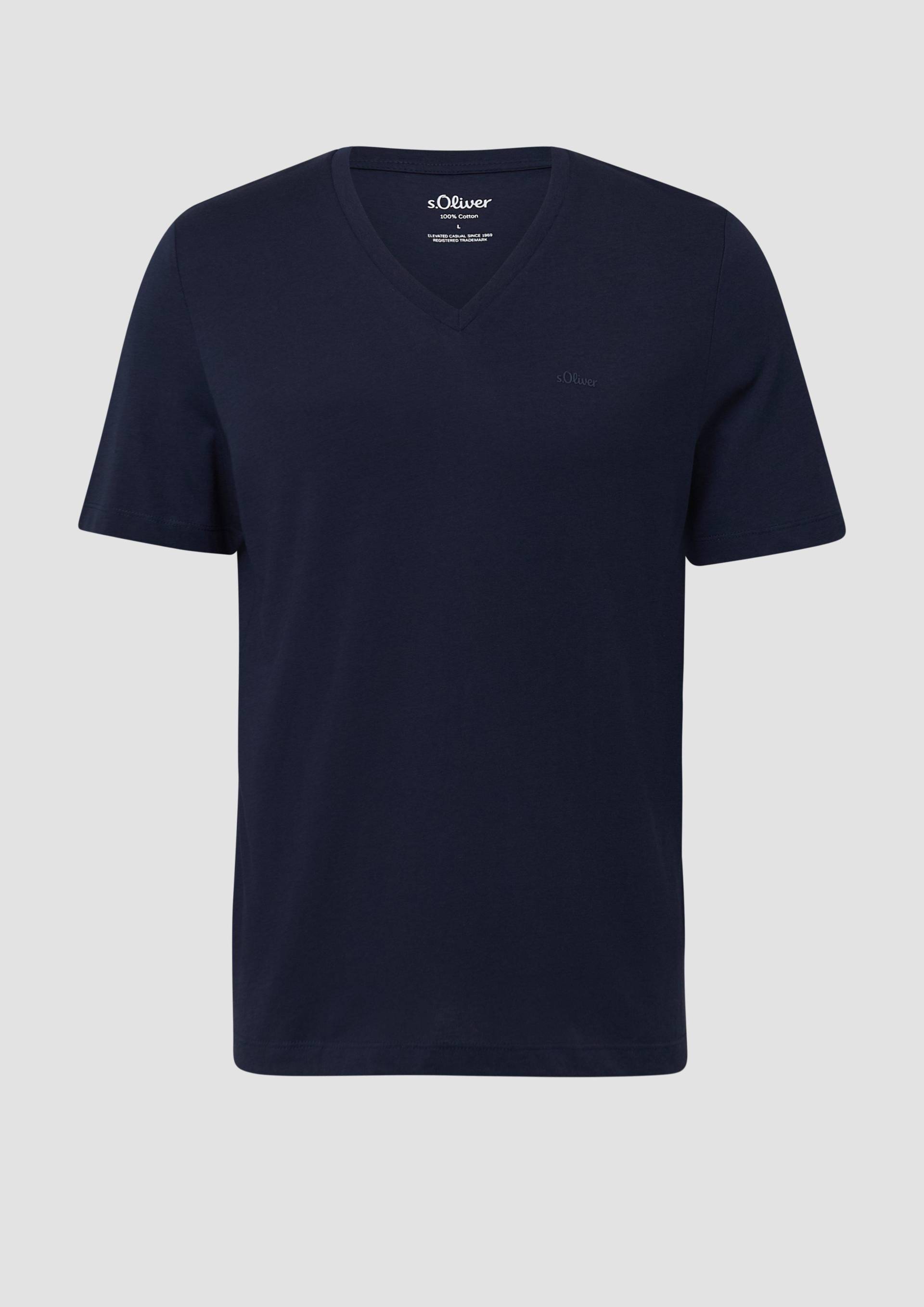 s.Oliver - Baumwoll-T-Shirt mit V-Ausschnitt und Logo, Herren, blau s.Oliver - Baumwoll-T-Shirt mit V-Ausschnitt und Logo, Herren, blau von s.Oliver