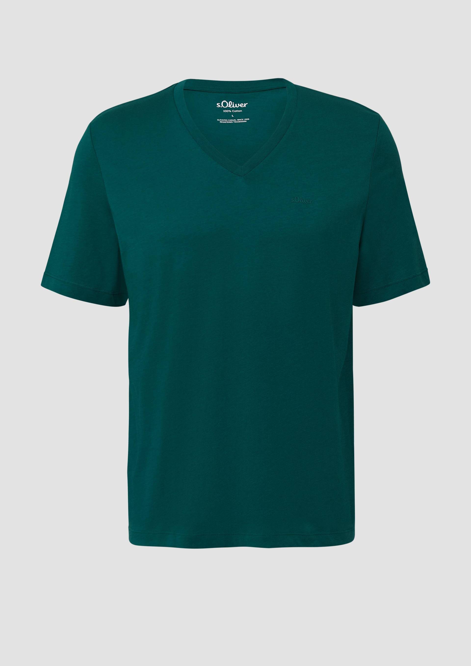 s.Oliver - Baumwoll-T-Shirt mit V-Ausschnitt und Logo, Herren, grün s.Oliver - Baumwoll-T-Shirt mit V-Ausschnitt und Logo, Herren, grün von s.Oliver