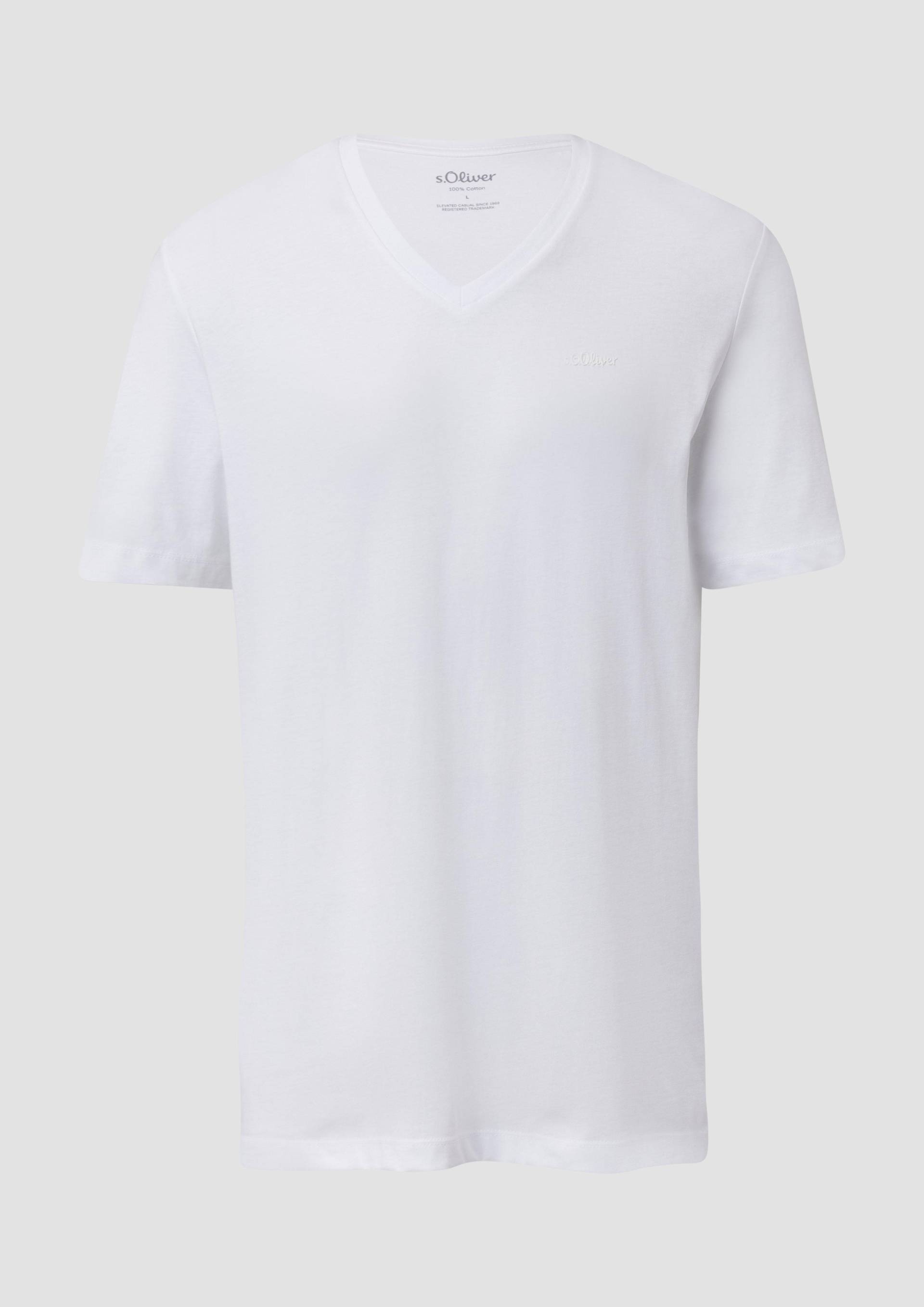 s.Oliver - Baumwoll-T-Shirt mit V-Ausschnitt und Logo, Herren, weiß s.Oliver - Baumwoll-T-Shirt mit V-Ausschnitt und Logo, Herren, weiß von s.Oliver
