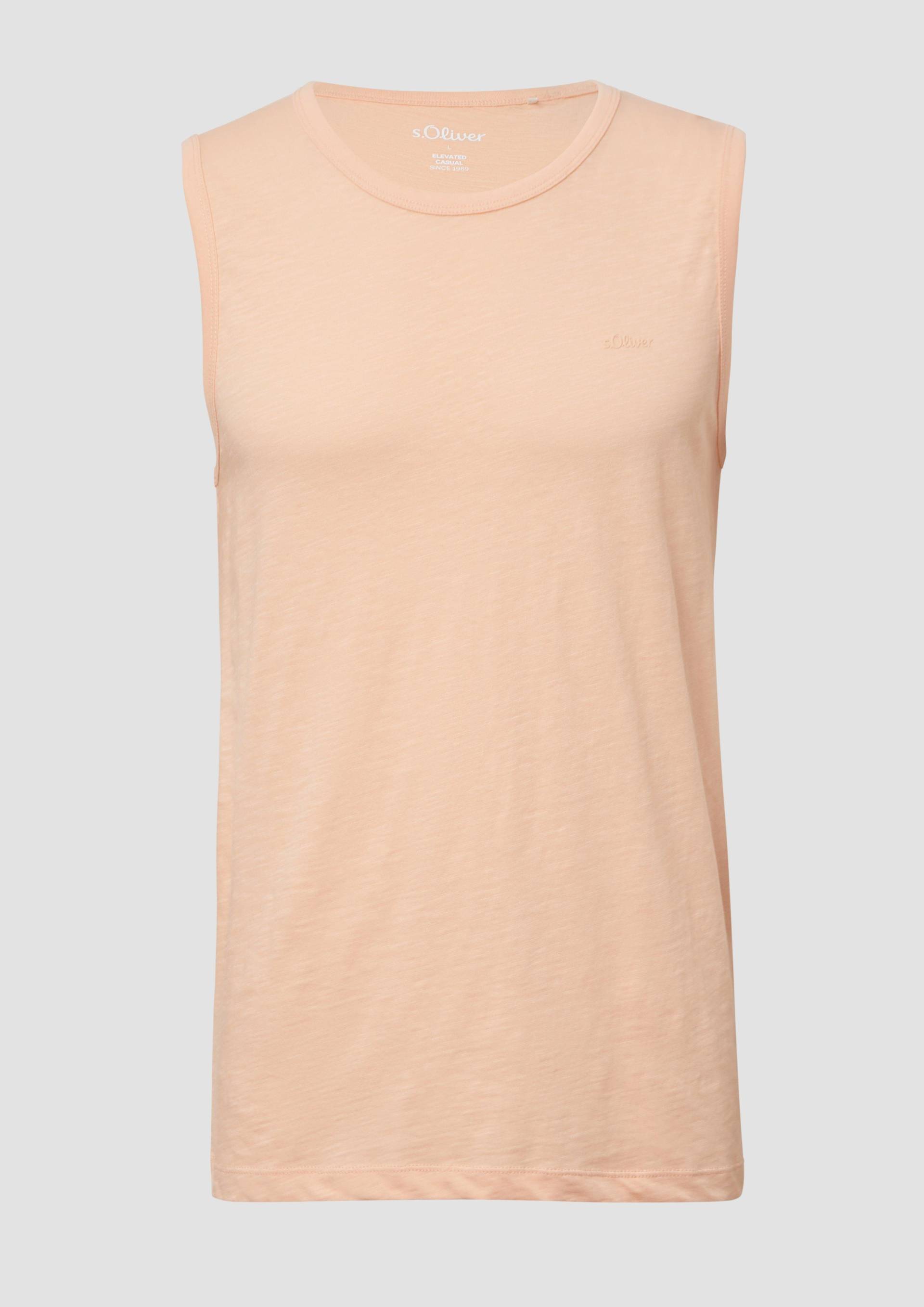 s.Oliver - Baumwoll-Tanktop mit Flammgarnstruktur, Herren, Orange von s.Oliver