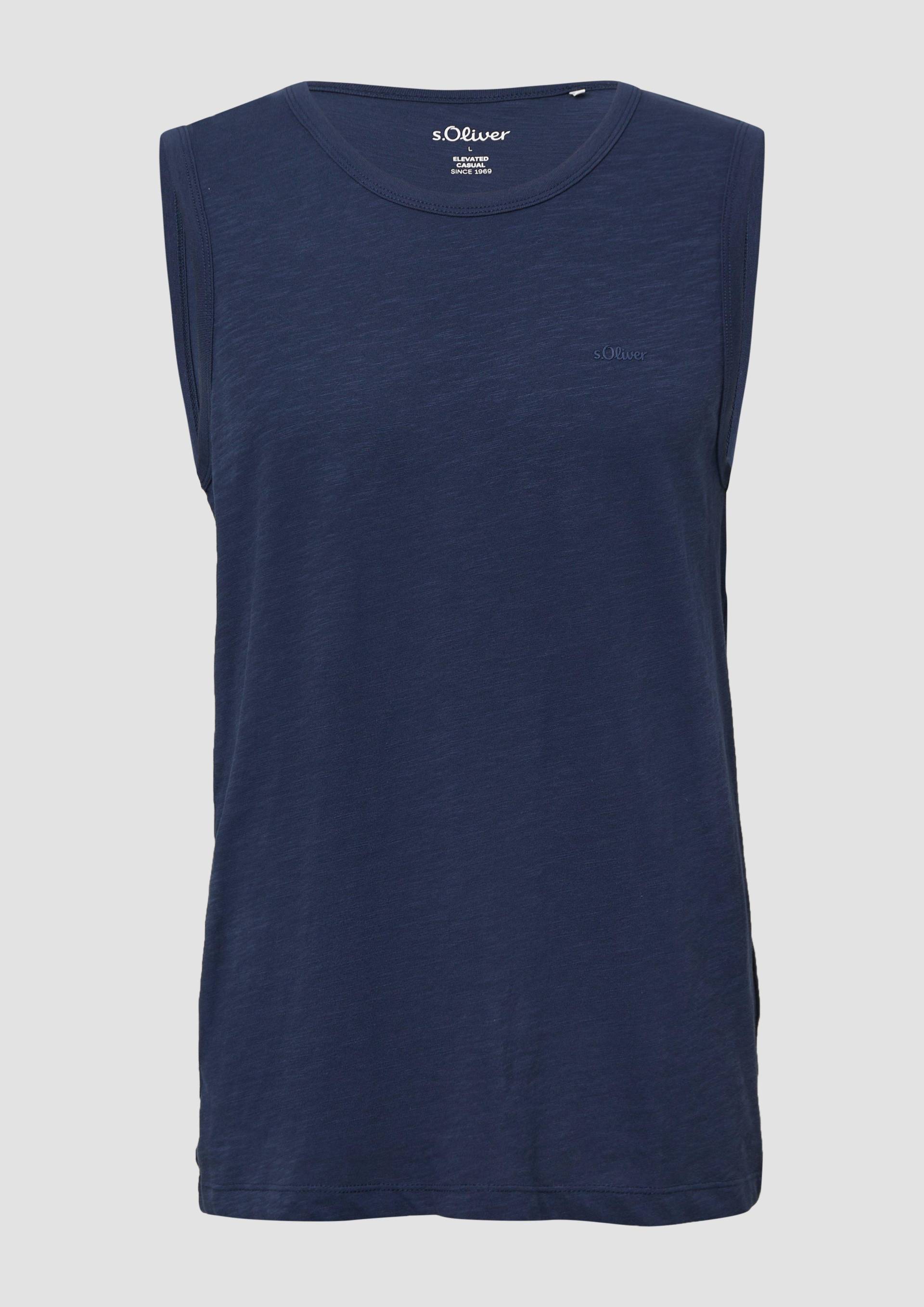 s.Oliver - Baumwoll-Tanktop mit Flammgarnstruktur, Herren, blau von s.Oliver