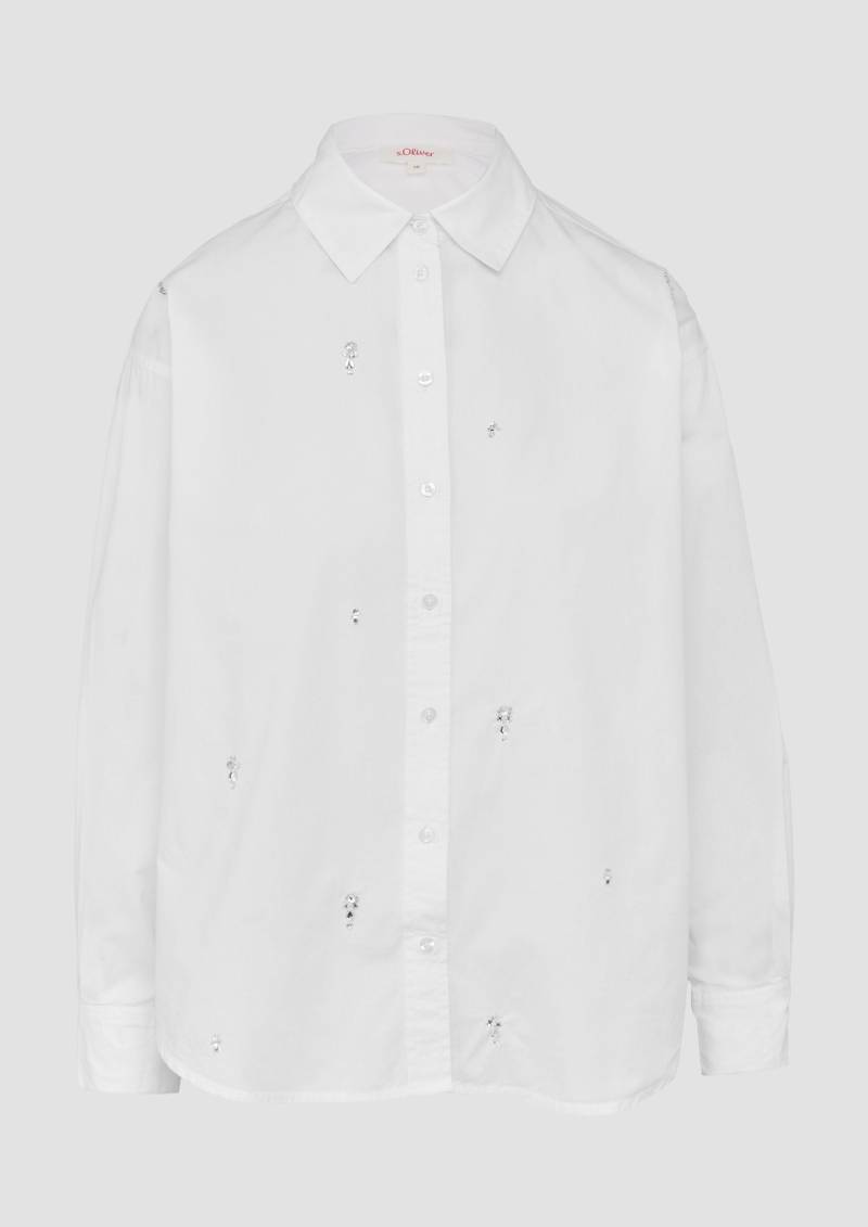 s.Oliver - Baumwollbluse mit Schmucksteinen, Damen, weiß von s.Oliver