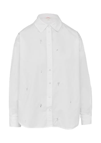 s.Oliver Baumwollbluse mit Schmucksteinen weiß 38 von s.Oliver