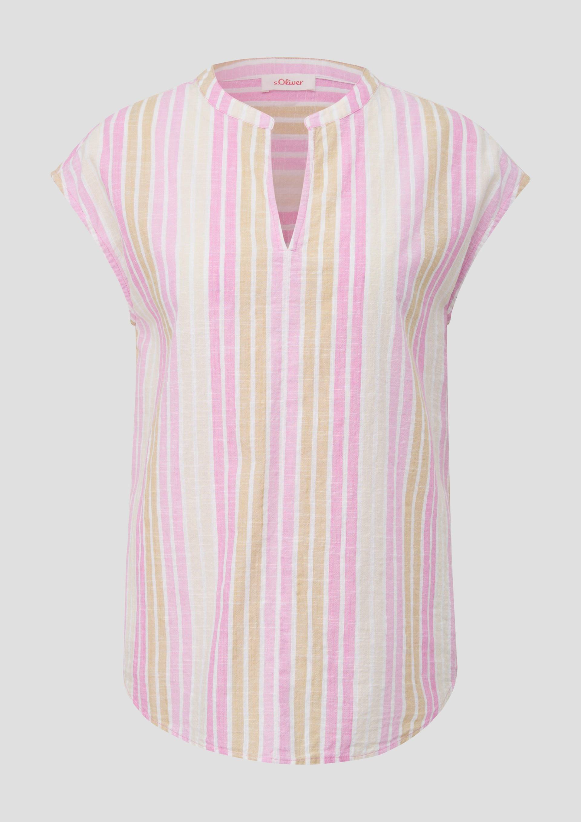s.Oliver - Baumwollbluse mit Tunika-Ausschnitt im Relaxed Fit, Damen, Rosa von s.Oliver