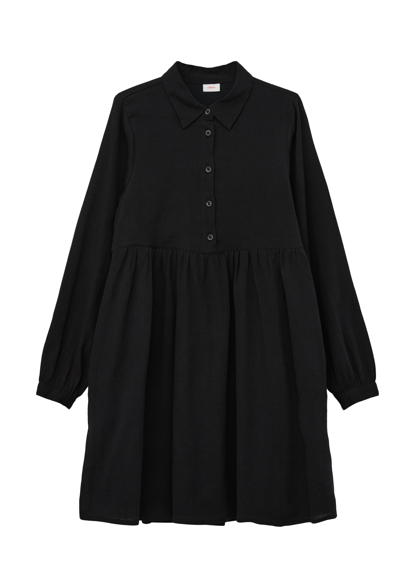 s.Oliver - Weites Hemdblusenkleid mit Crinkle-Struktur, Mädchen, schwarz von s.Oliver