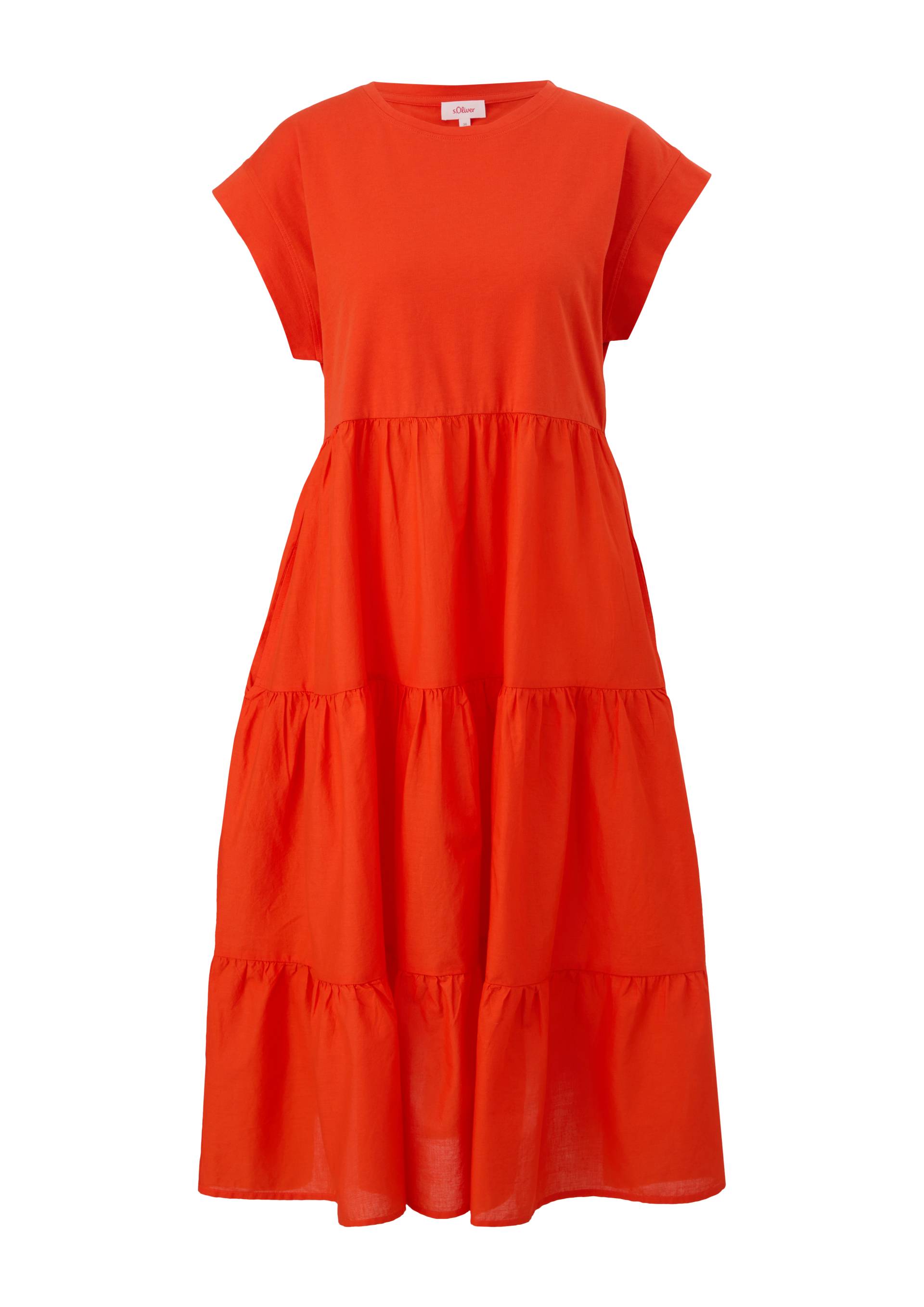 s.Oliver - Baumwollkleid mit Volants, Damen, Orange von s.Oliver