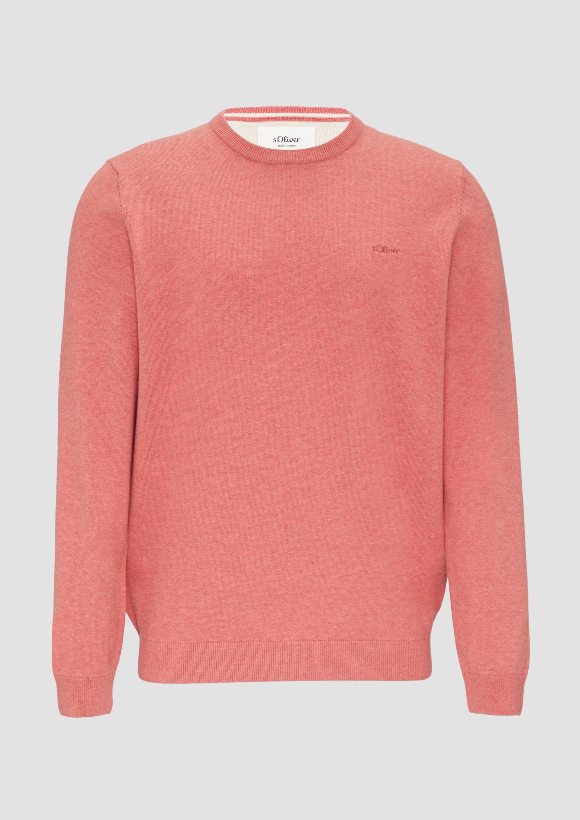 s.Oliver - Baumwollpullover mit Logo-Stickerei, Herren, rot von s.Oliver