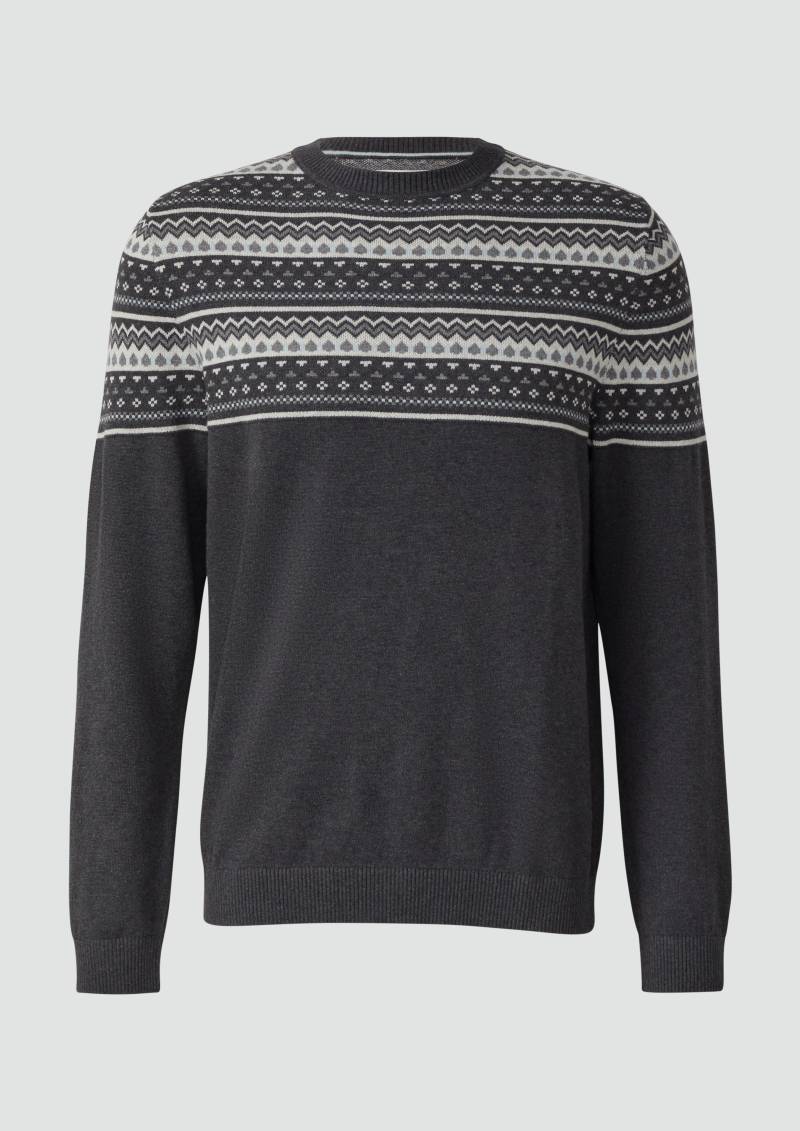 s.Oliver - Baumwollpullover mit Norwegermuster, Herren, grau von s.Oliver