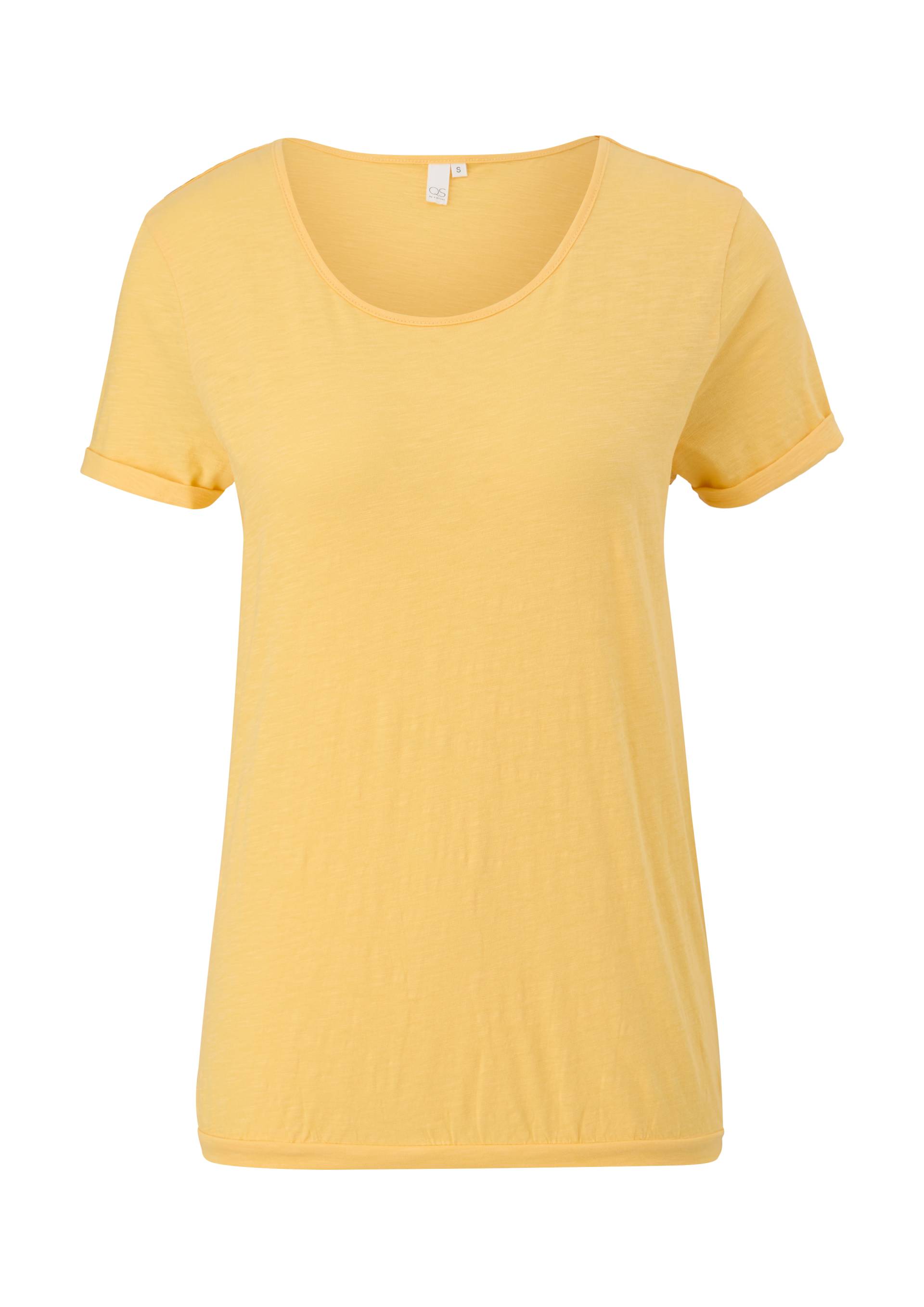 QS - Baumwollshirt in O-Shape, Damen, gelb von QS