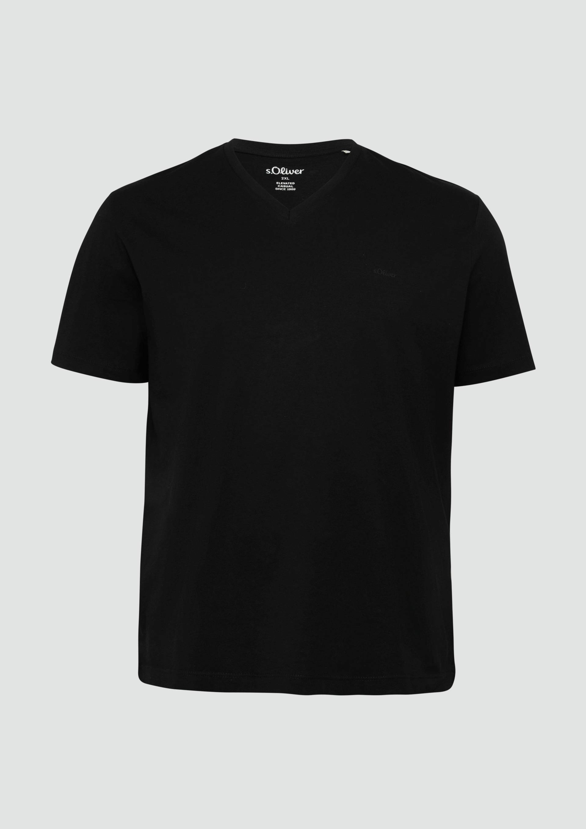 s.Oliver - Baumwollshirt mit Logo-Stickerei, Herren, schwarz von s.Oliver